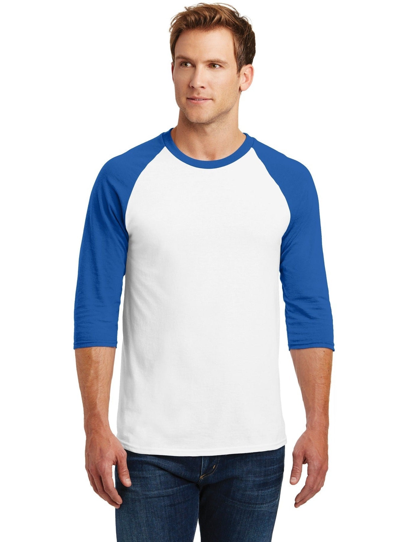 no-logo Gildan Heavy Cotton 3/4-Sleeve Raglan T-Shirt-Regular-Gildan-Thread Logic