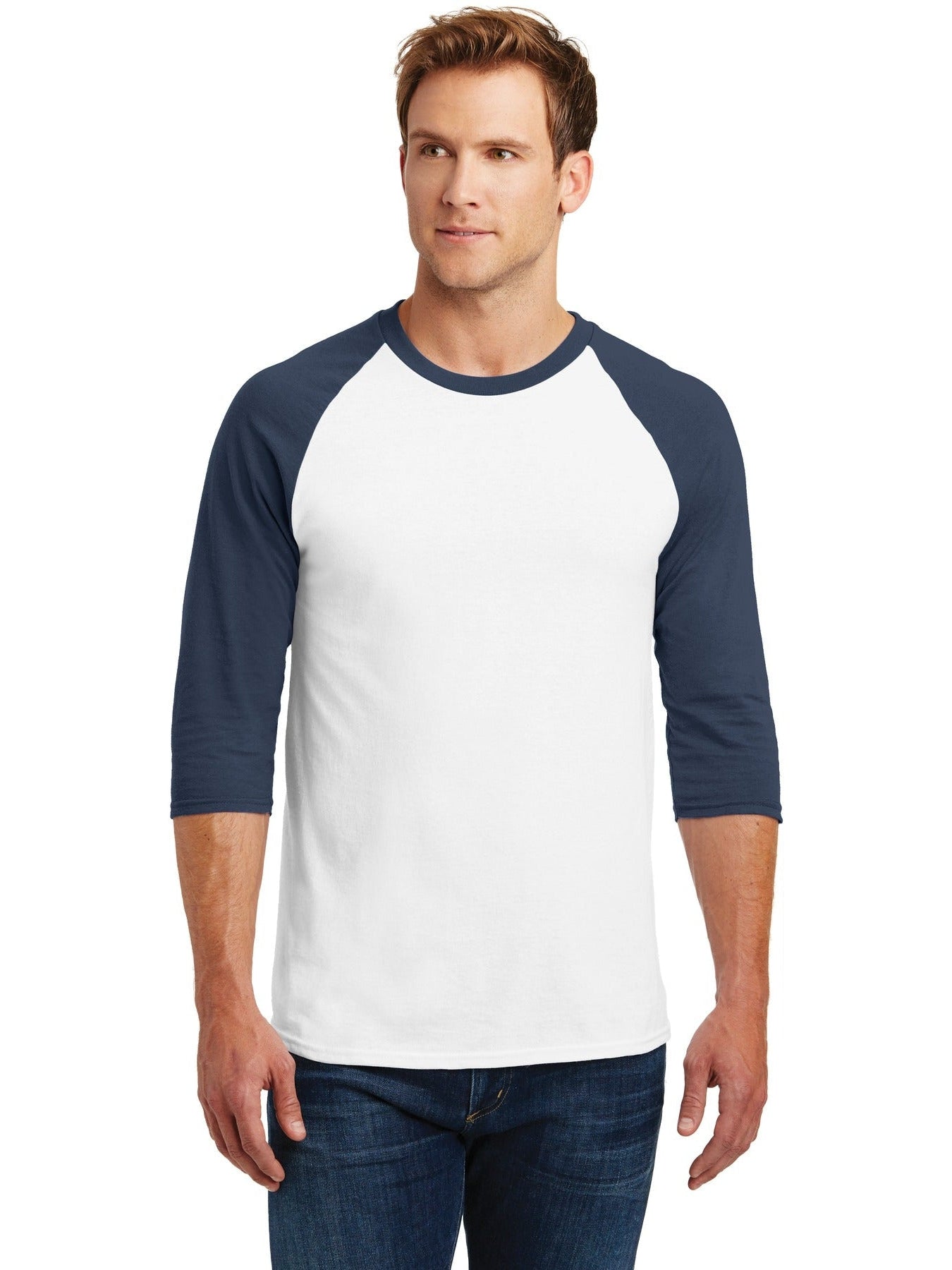 no-logo Gildan Heavy Cotton 3/4-Sleeve Raglan T-Shirt-Regular-Gildan-Thread Logic