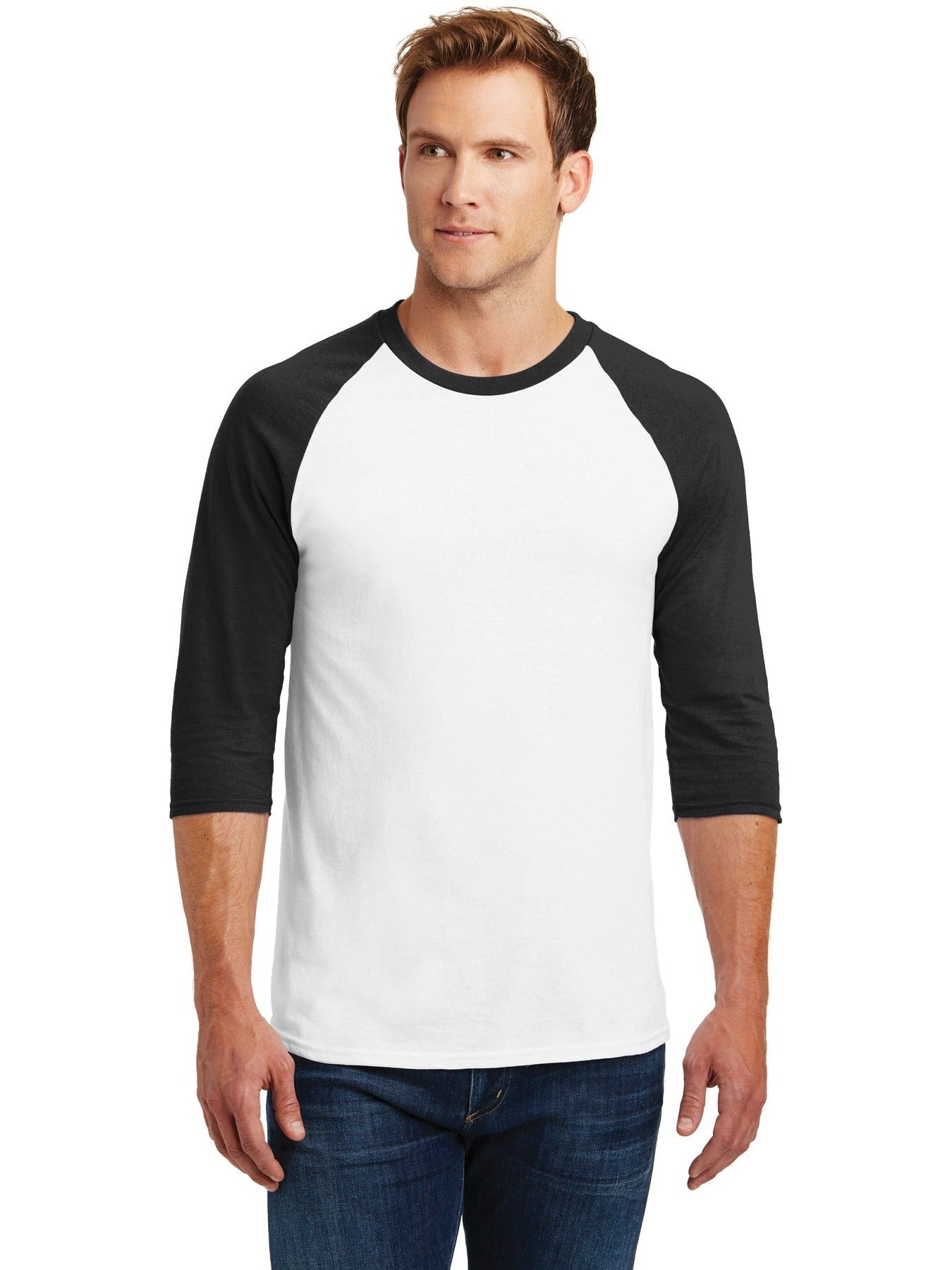 no-logo Gildan Heavy Cotton 3/4-Sleeve Raglan T-Shirt-Regular-Gildan-Thread Logic