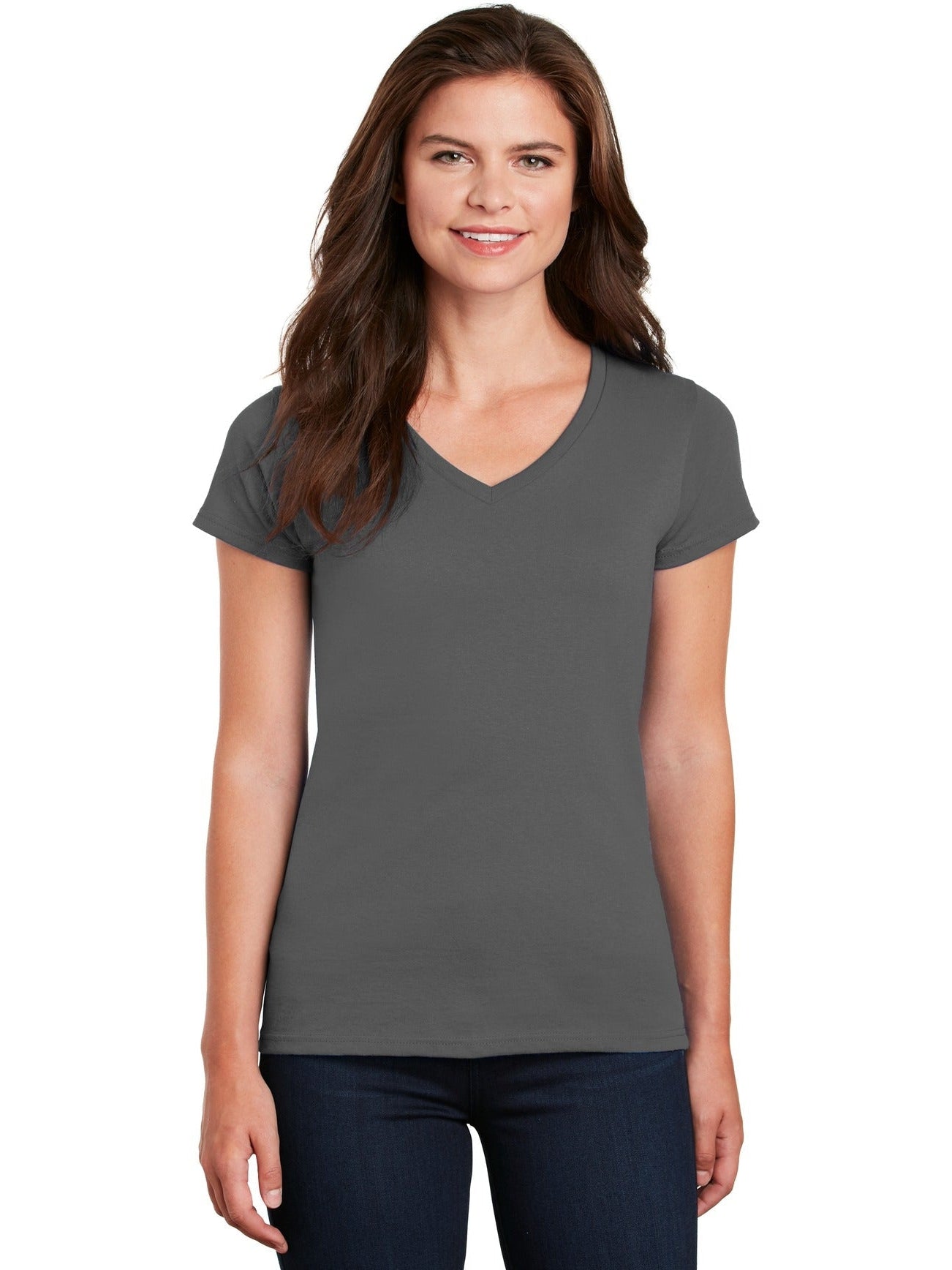 no-logo Gildan Ladies Heavy Cotton 100% Cotton V-Neck T-Shirt-Regular-Gildan-Thread Logic