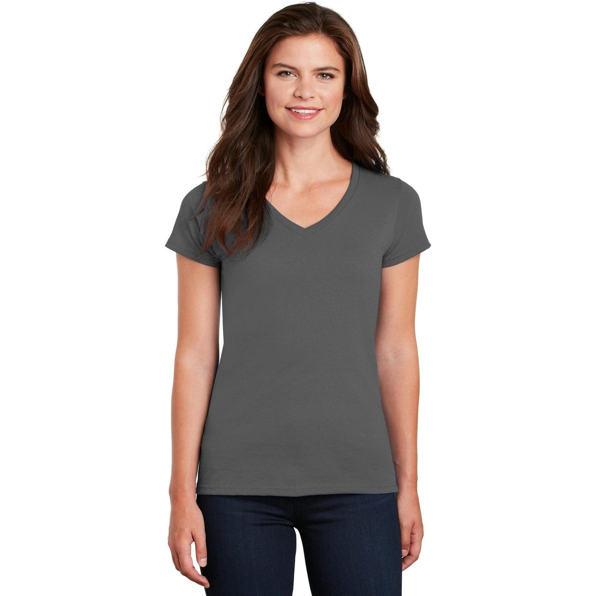 no-logo Gildan Ladies Heavy Cotton 100% Cotton V-Neck T-Shirt-Regular-Gildan-Thread Logic