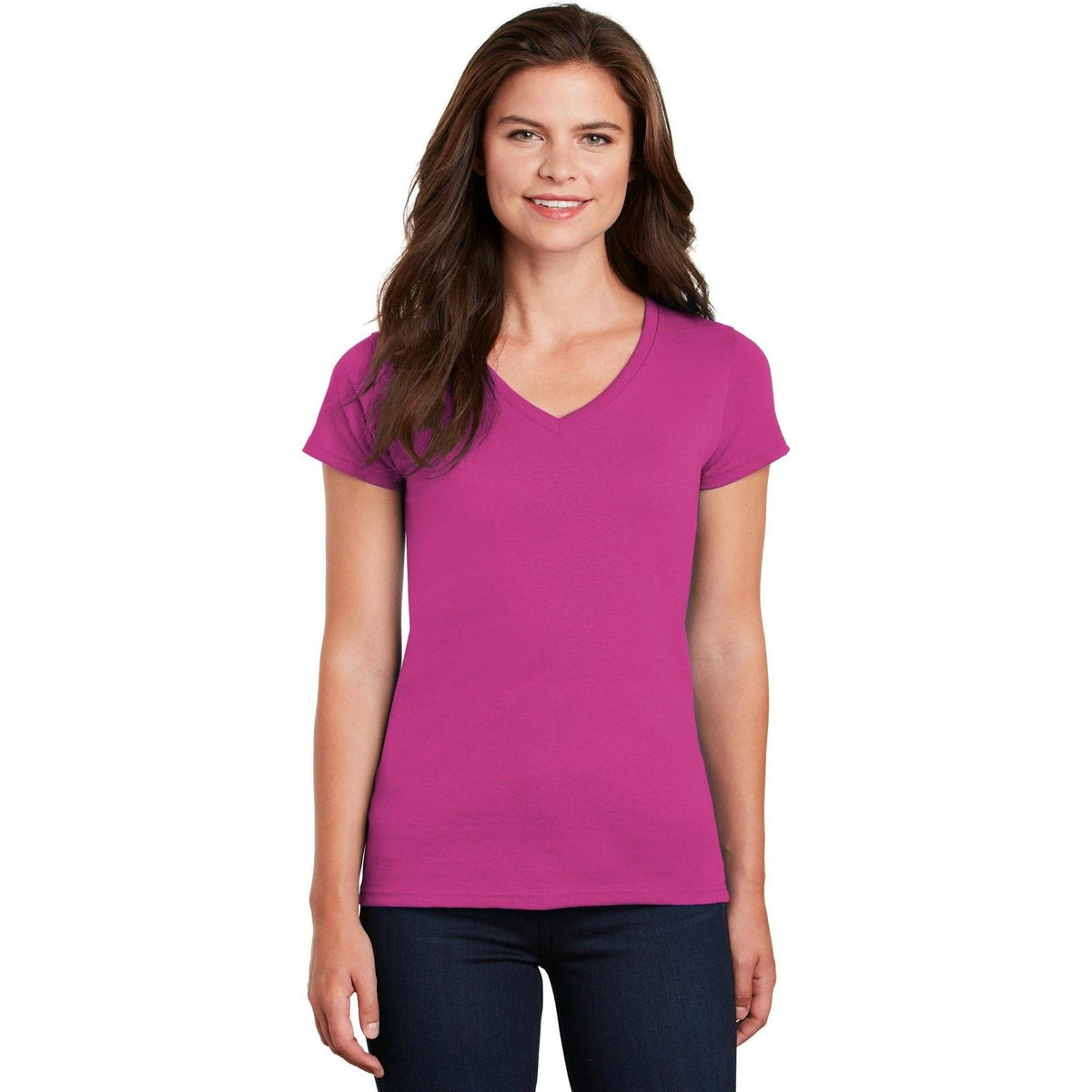 no-logo Gildan Ladies Heavy Cotton 100% Cotton V-Neck T-Shirt-Regular-Gildan-Thread Logic