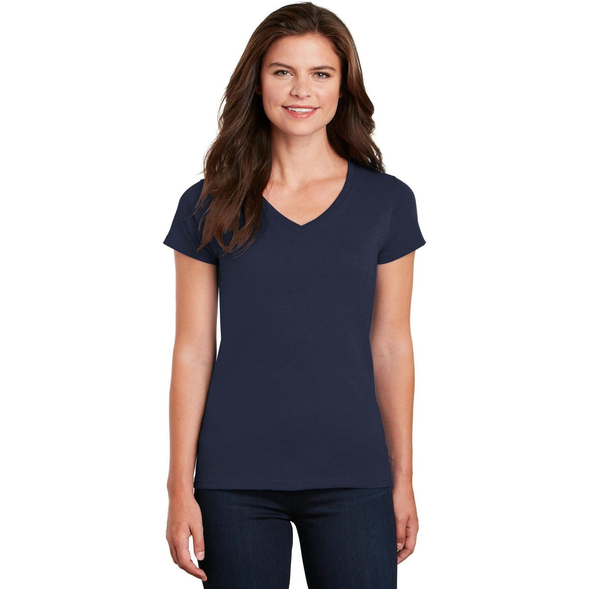 no-logo Gildan Ladies Heavy Cotton 100% Cotton V-Neck T-Shirt-Regular-Gildan-Thread Logic