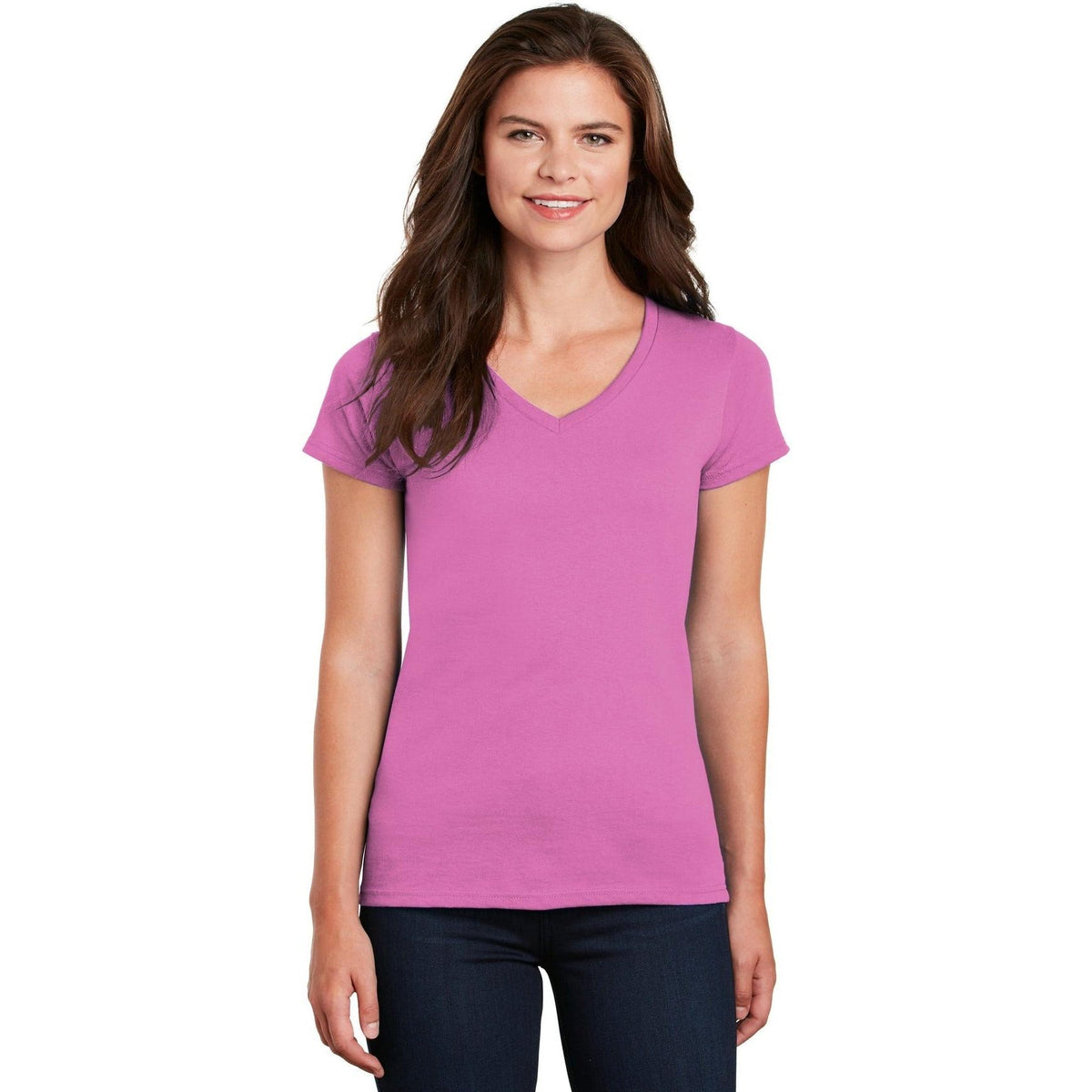 no-logo Gildan Ladies Heavy Cotton 100% Cotton V-Neck T-Shirt-Regular-Gildan-Thread Logic