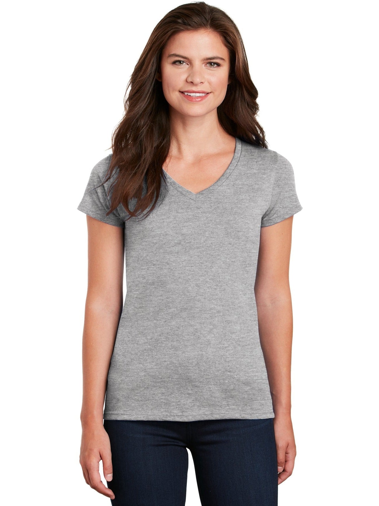 no-logo Gildan Ladies Heavy Cotton 100% Cotton V-Neck T-Shirt-Regular-Gildan-Thread Logic