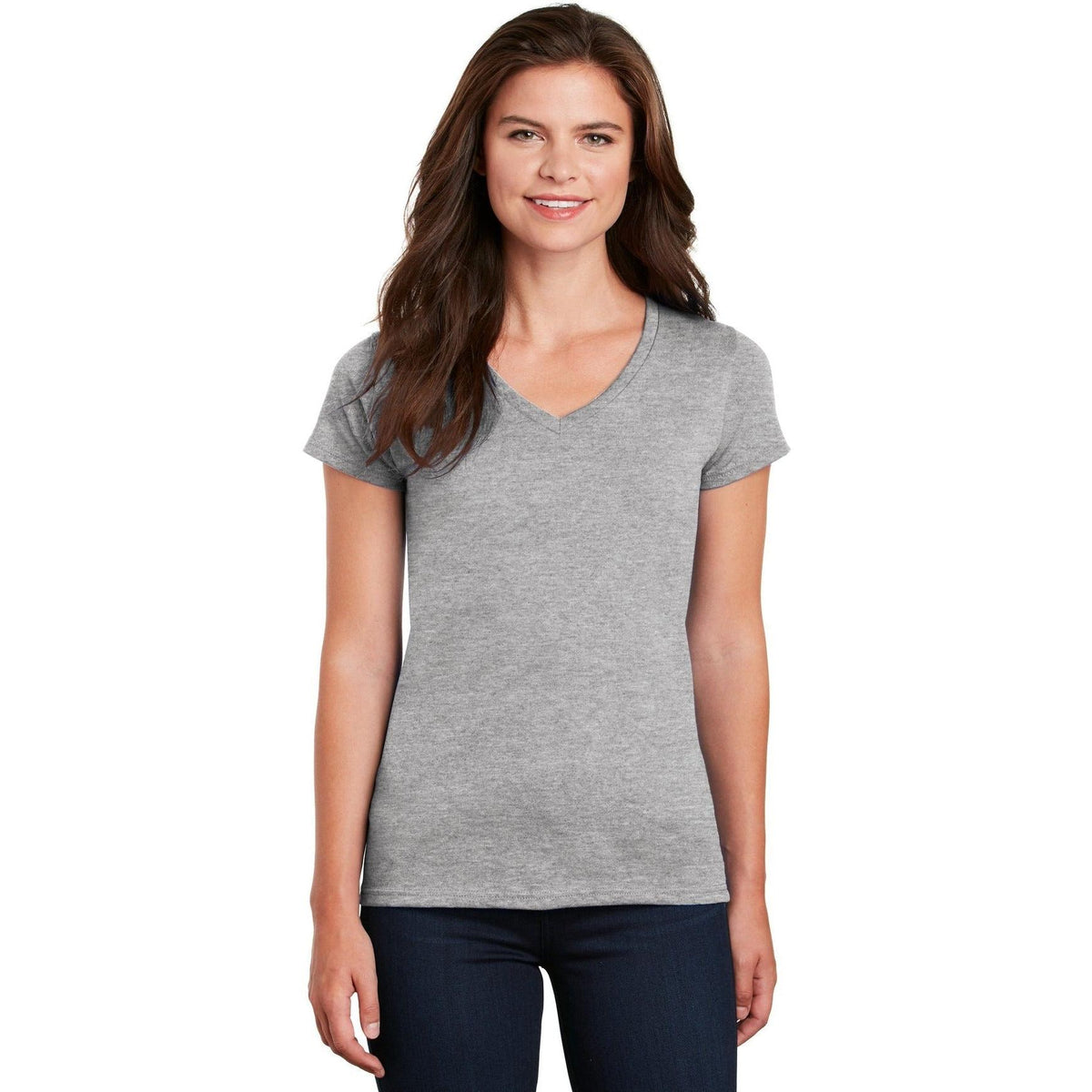 no-logo Gildan Ladies Heavy Cotton 100% Cotton V-Neck T-Shirt-Regular-Gildan-Thread Logic