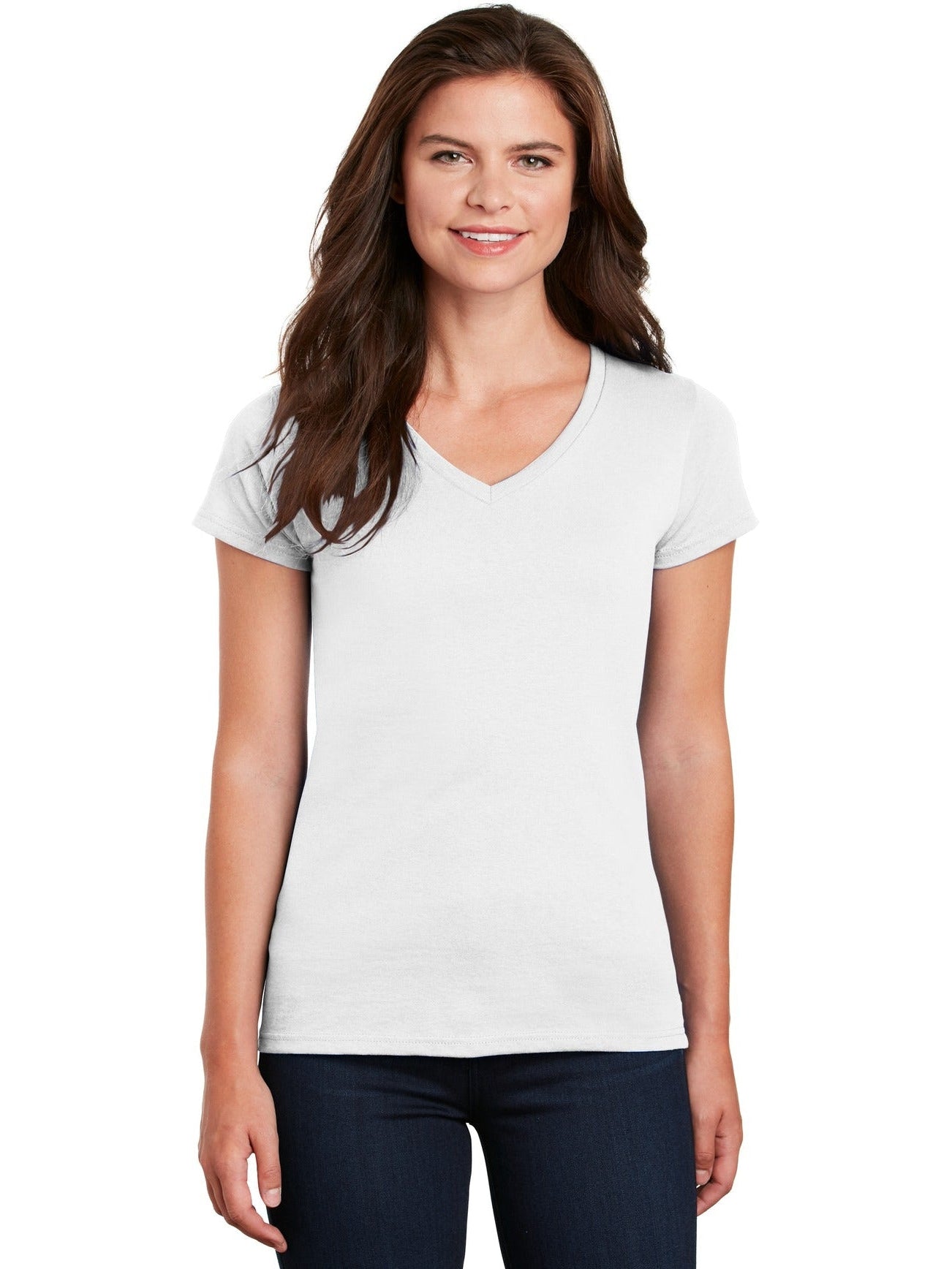 no-logo Gildan Ladies Heavy Cotton 100% Cotton V-Neck T-Shirt-Regular-Gildan-Thread Logic