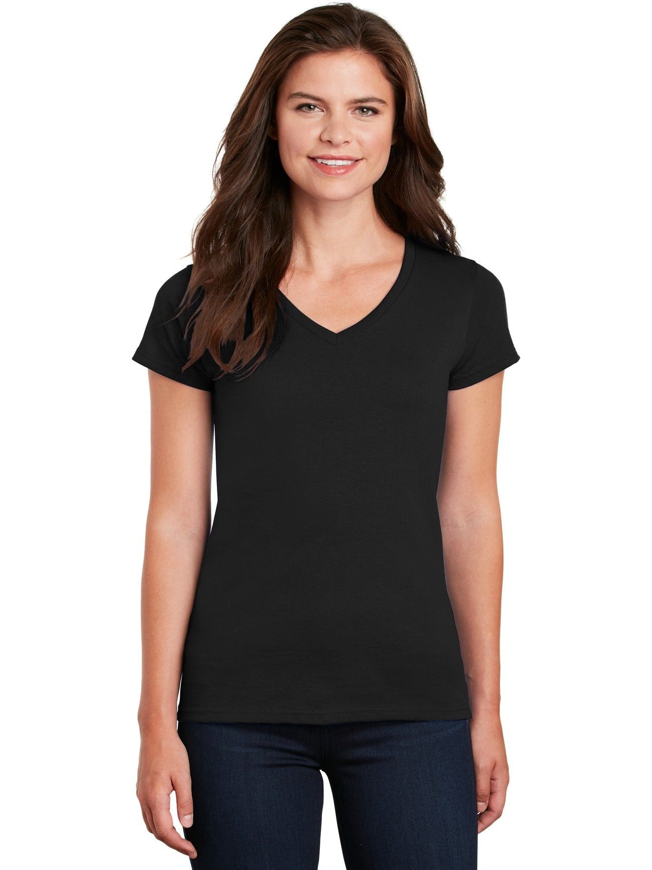 no-logo Gildan Ladies Heavy Cotton 100% Cotton V-Neck T-Shirt-Regular-Gildan-Thread Logic