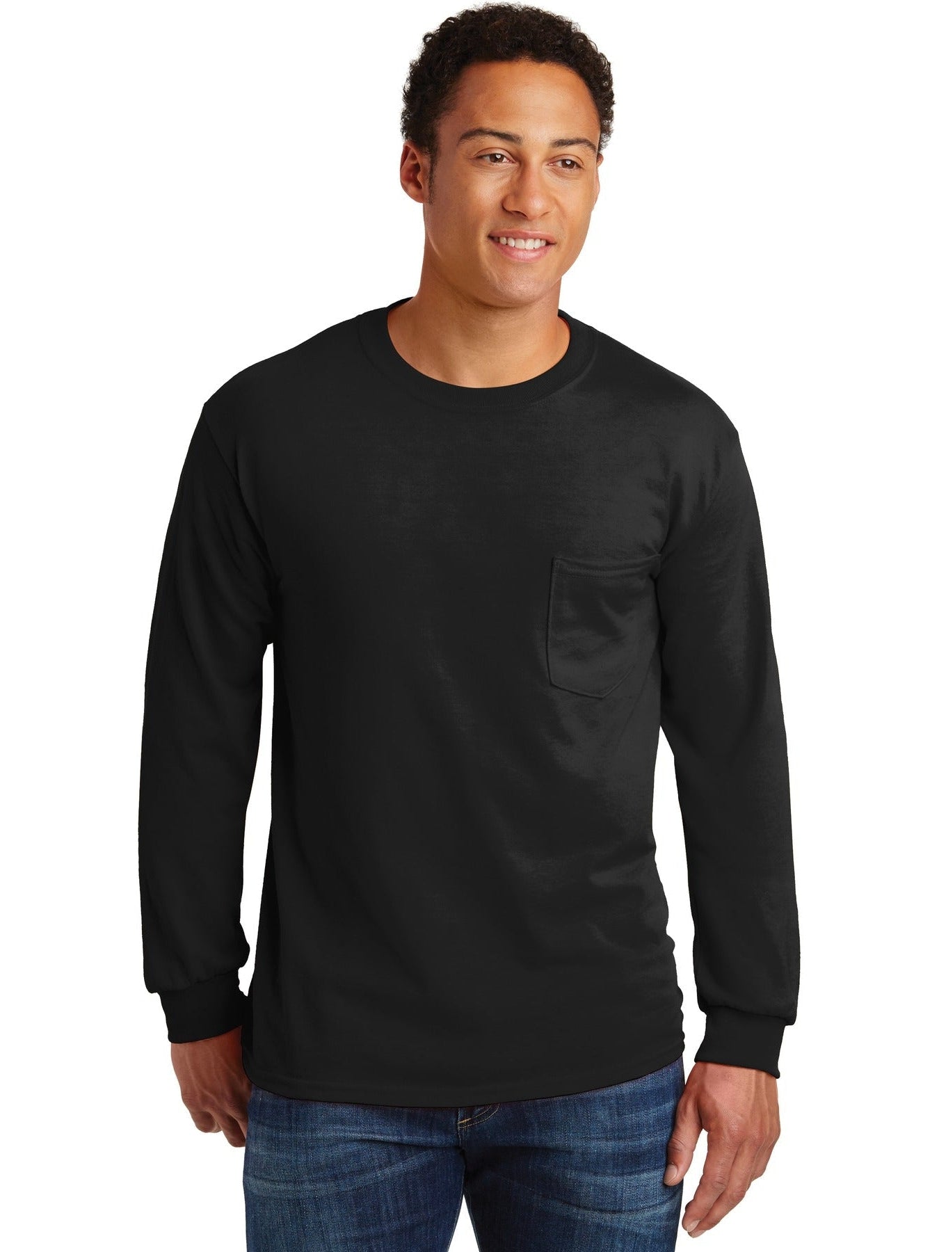 no-logo Gildan Ultra Cotton 100% Cotton Long Sleeve T-Shirt with Pocket-Regular-Gildan-Thread Logic