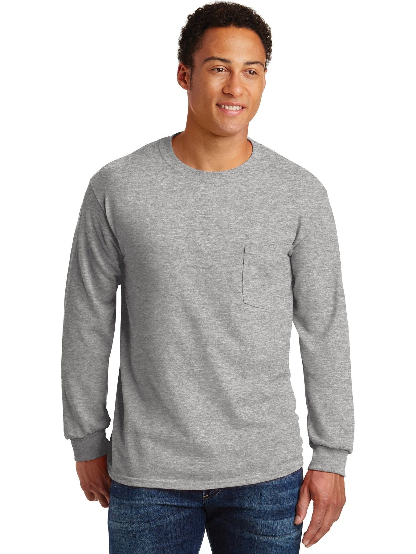 no-logo Gildan Ultra Cotton 100% Cotton Long Sleeve T-Shirt with Pocket-Regular-Gildan-Thread Logic