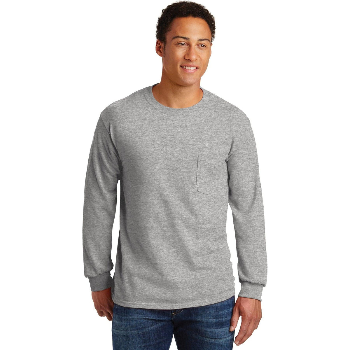 no-logo Gildan Ultra Cotton 100% Cotton Long Sleeve T-Shirt with Pocket-Regular-Gildan-Thread Logic