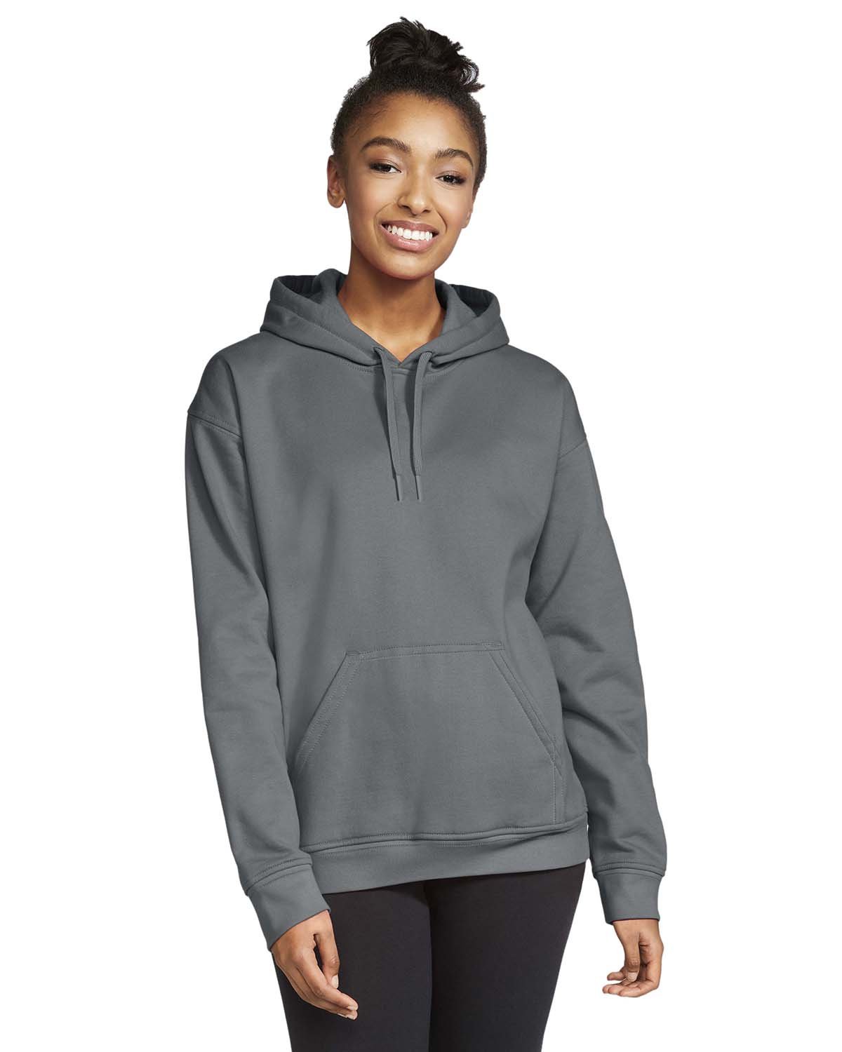 Gildan Unisex Softstyle Fleece Pullover Hooded Sweatshirt-Ladies Layering-Gildan-Charcoal-S-Thread Logic