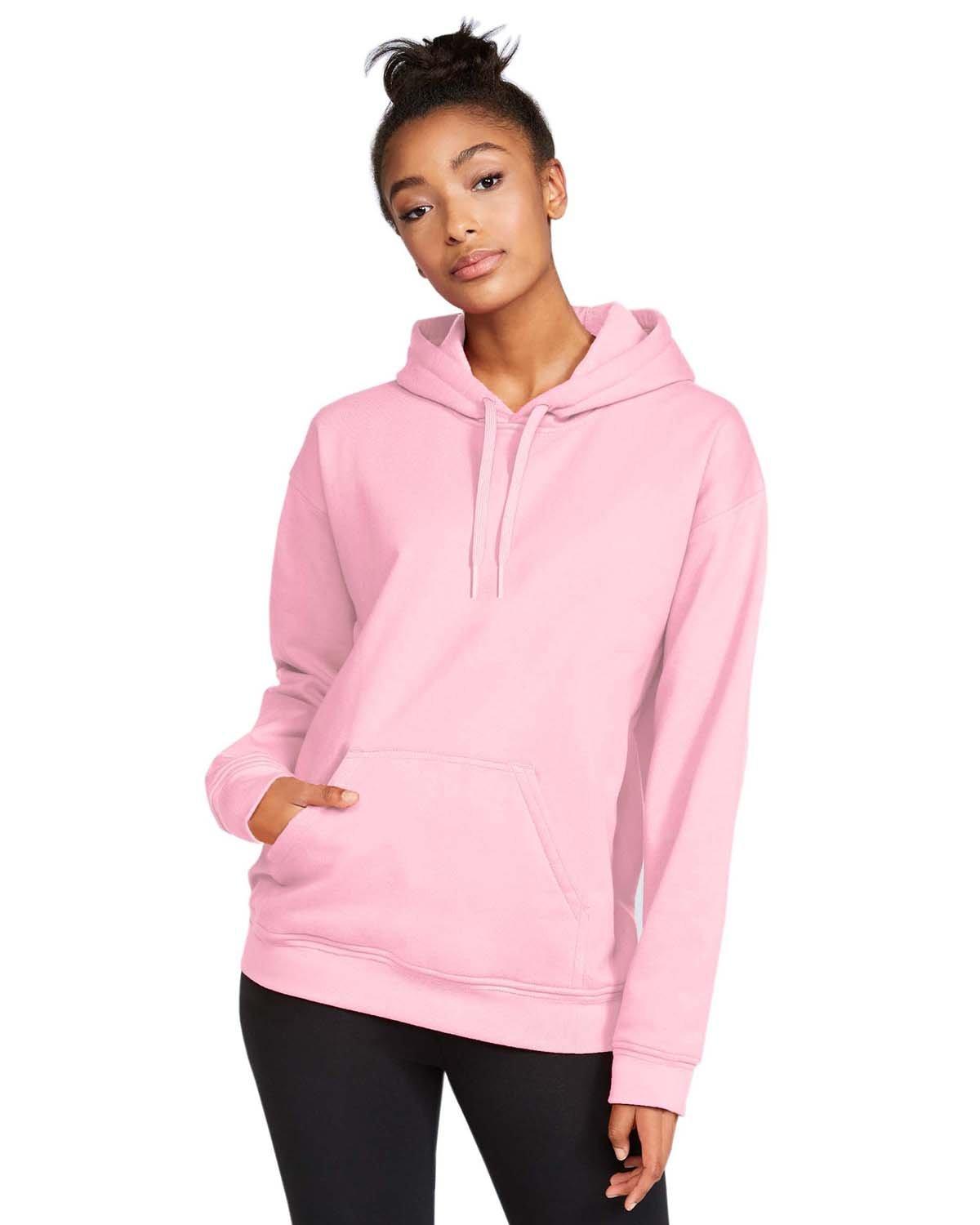 Gildan Unisex Softstyle Fleece Pullover Hooded Sweatshirt-Ladies Layering-Gildan-Light Pink-S-Thread Logic