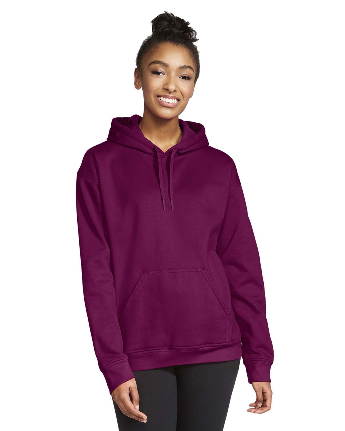 Gildan Unisex Softstyle Fleece Pullover Hooded Sweatshirt-Ladies Layering-Gildan-Maroon-S-Thread Logic