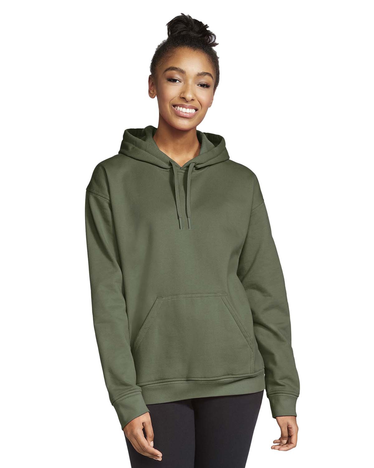 Gildan Unisex Softstyle Fleece Pullover Hooded Sweatshirt-Ladies Layering-Gildan-Military Green-S-Thread Logic