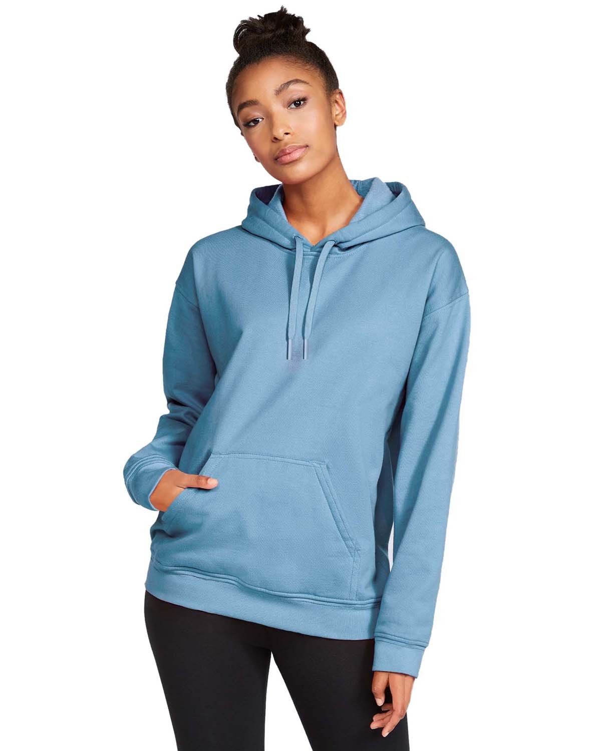 Gildan Unisex Softstyle Fleece Pullover Hooded Sweatshirt-Ladies Layering-Gildan-Stone Blue-S-Thread Logic