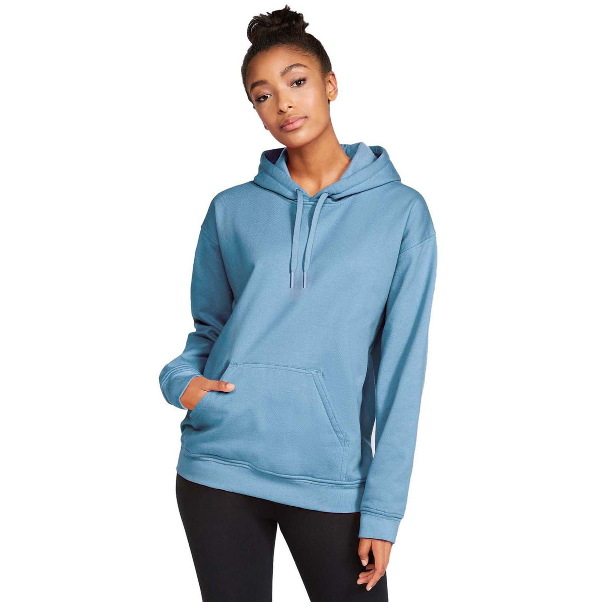 no-logo Gildan Unisex Softstyle Fleece Pullover Hooded Sweatshirt-Ladies Layering-Gildan-Stone Blue-S-Thread Logic