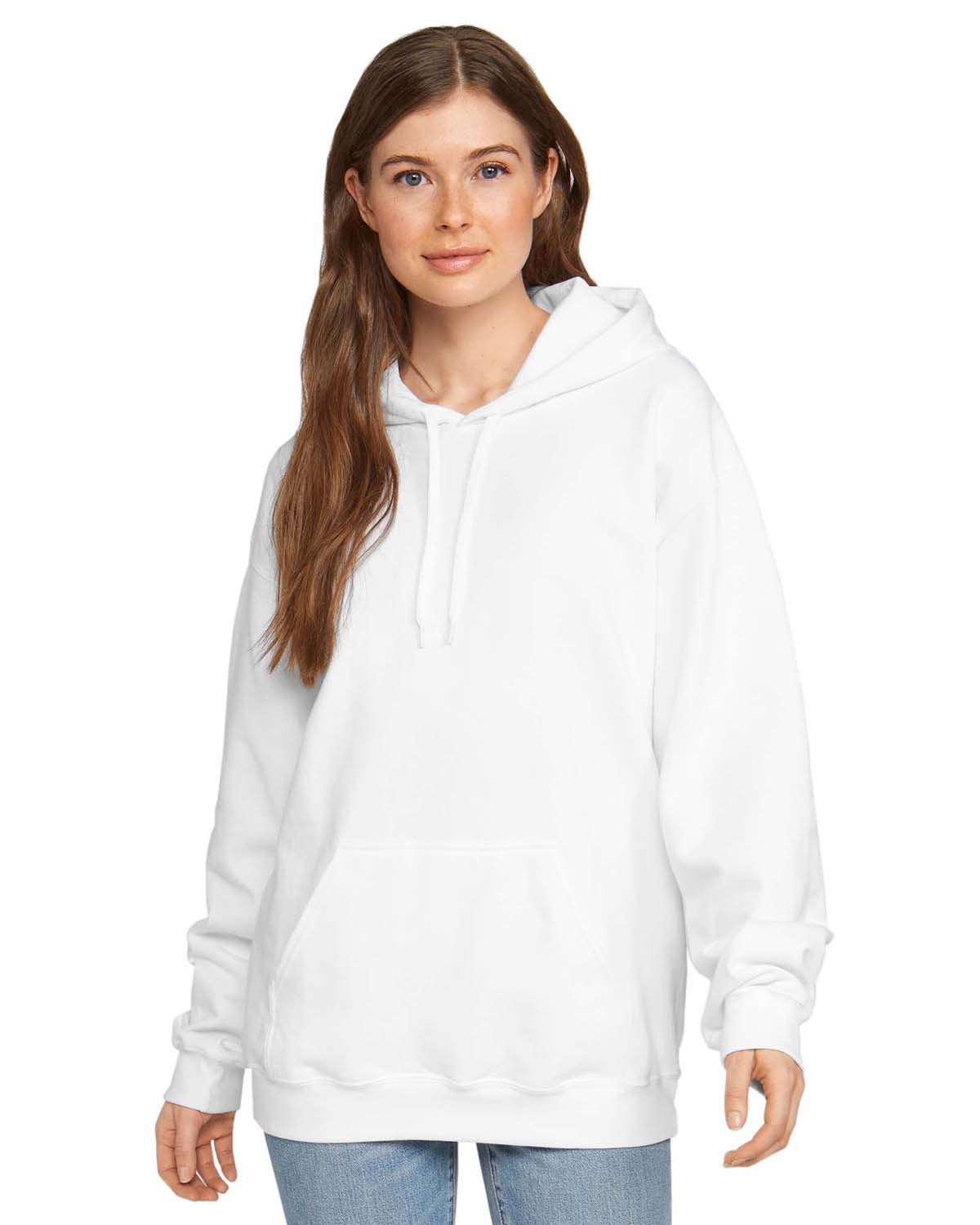 Gildan Unisex Softstyle Fleece Pullover Hooded Sweatshirt-Ladies Layering-Gildan-White-5XL-Thread Logic