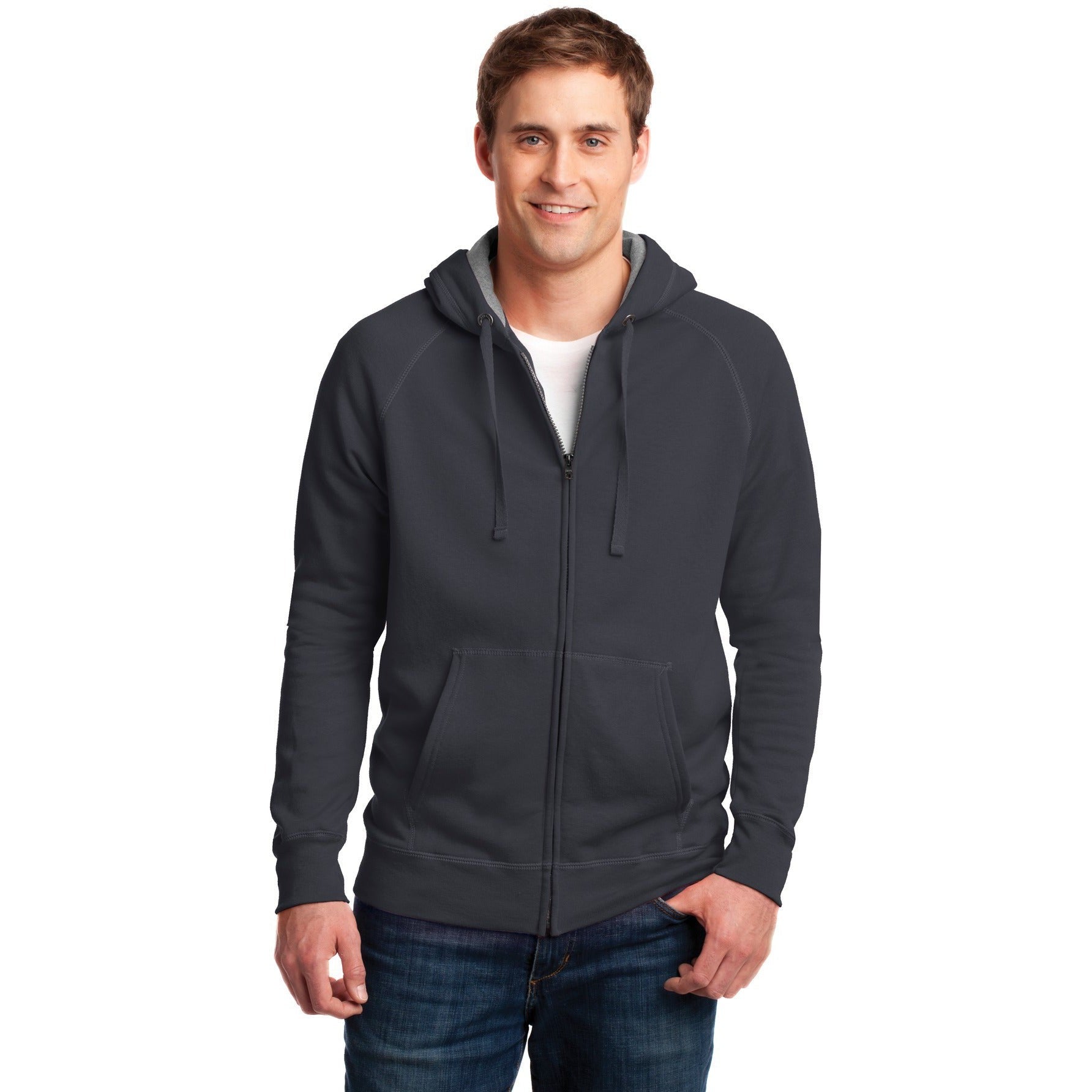no-logo CLOSEOUT - Hanes Nano Full-Zip Hooded Sweatshirt-Hanes-Vintage Black-S-Thread Logic