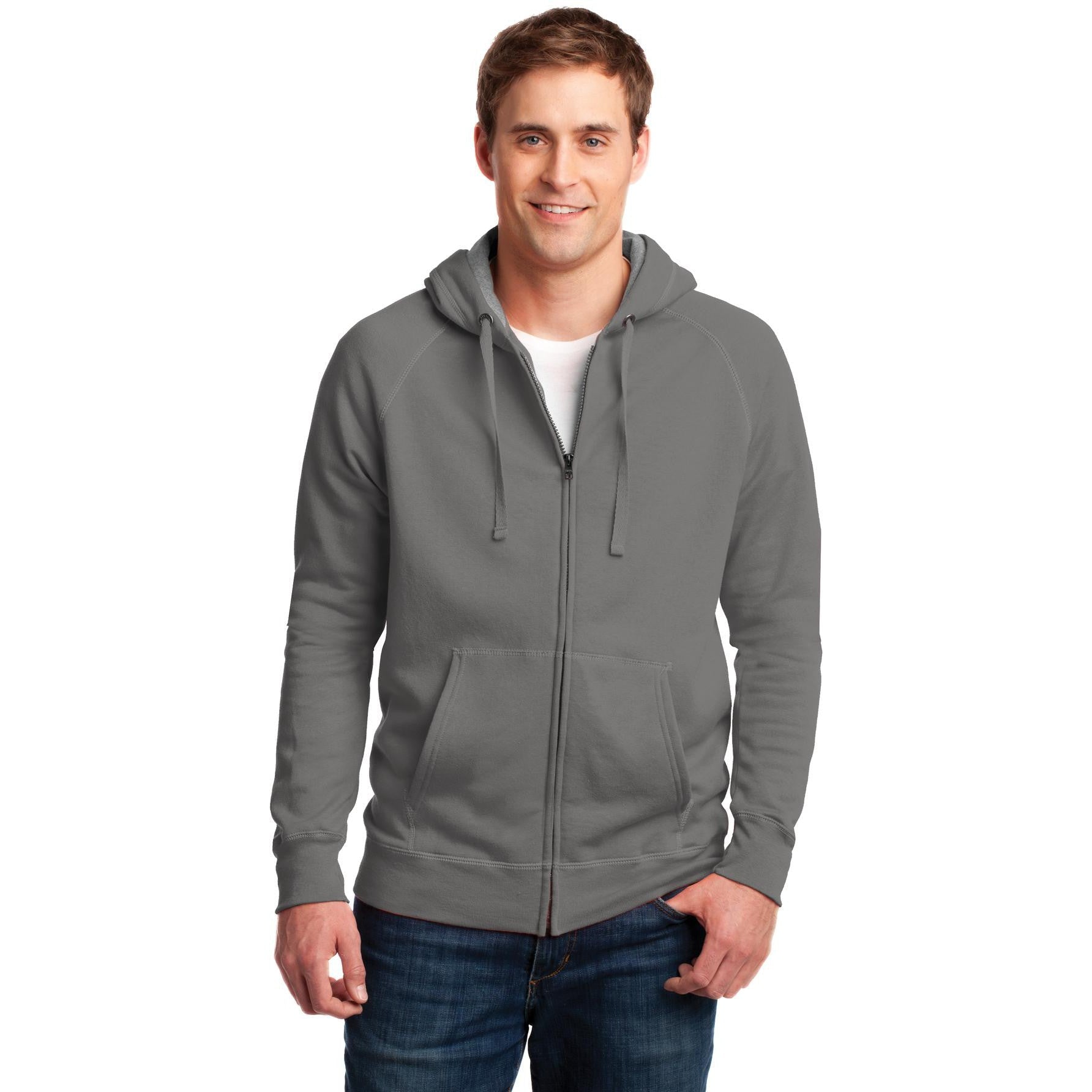 no-logo CLOSEOUT - Hanes Nano Full-Zip Hooded Sweatshirt-Hanes-Vintage Grey-S-Thread Logic