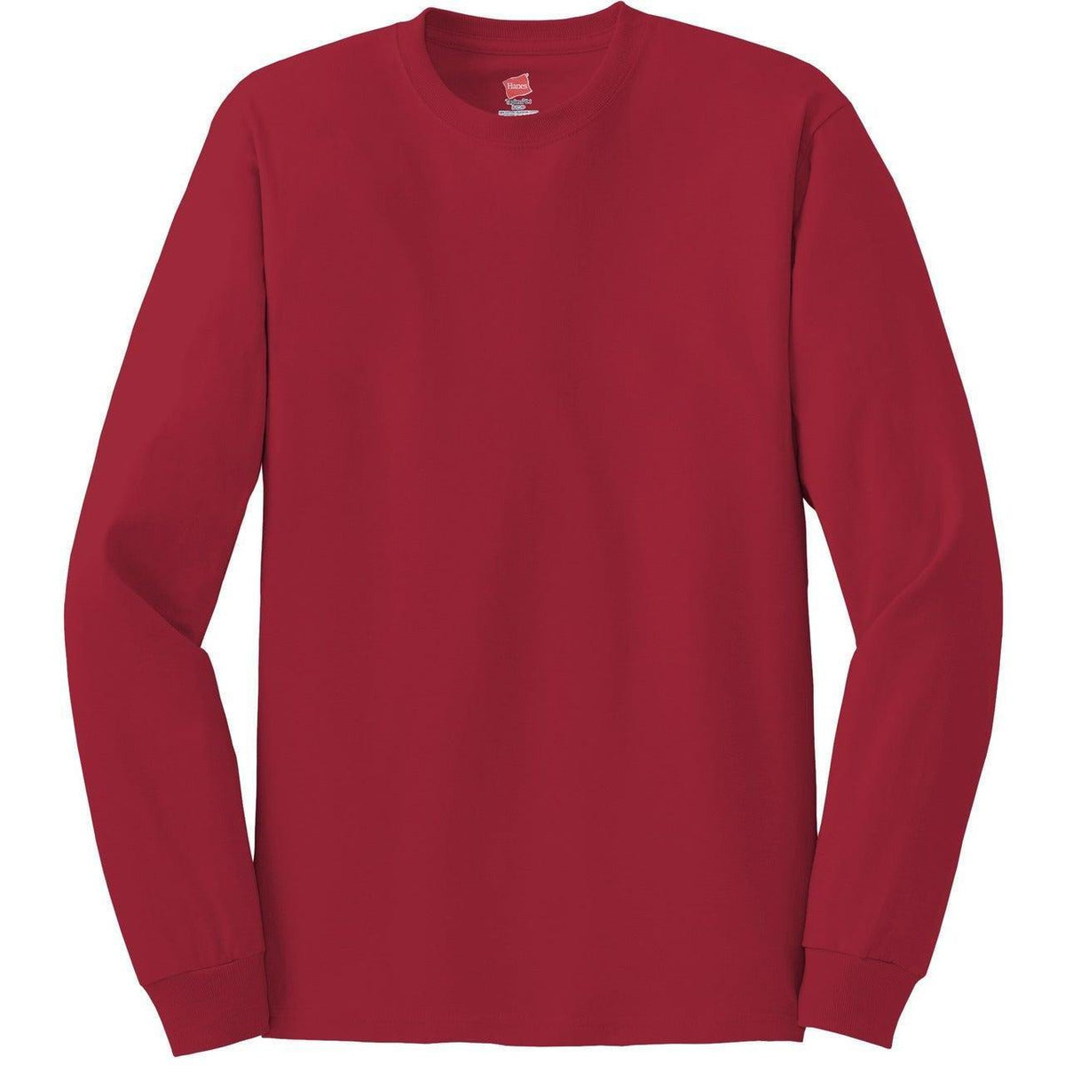no-logo Hanes Authentic 100% Cotton Long Sleeve T-Shirt-Regular-Hanes-Deep Red-S-Thread Logic