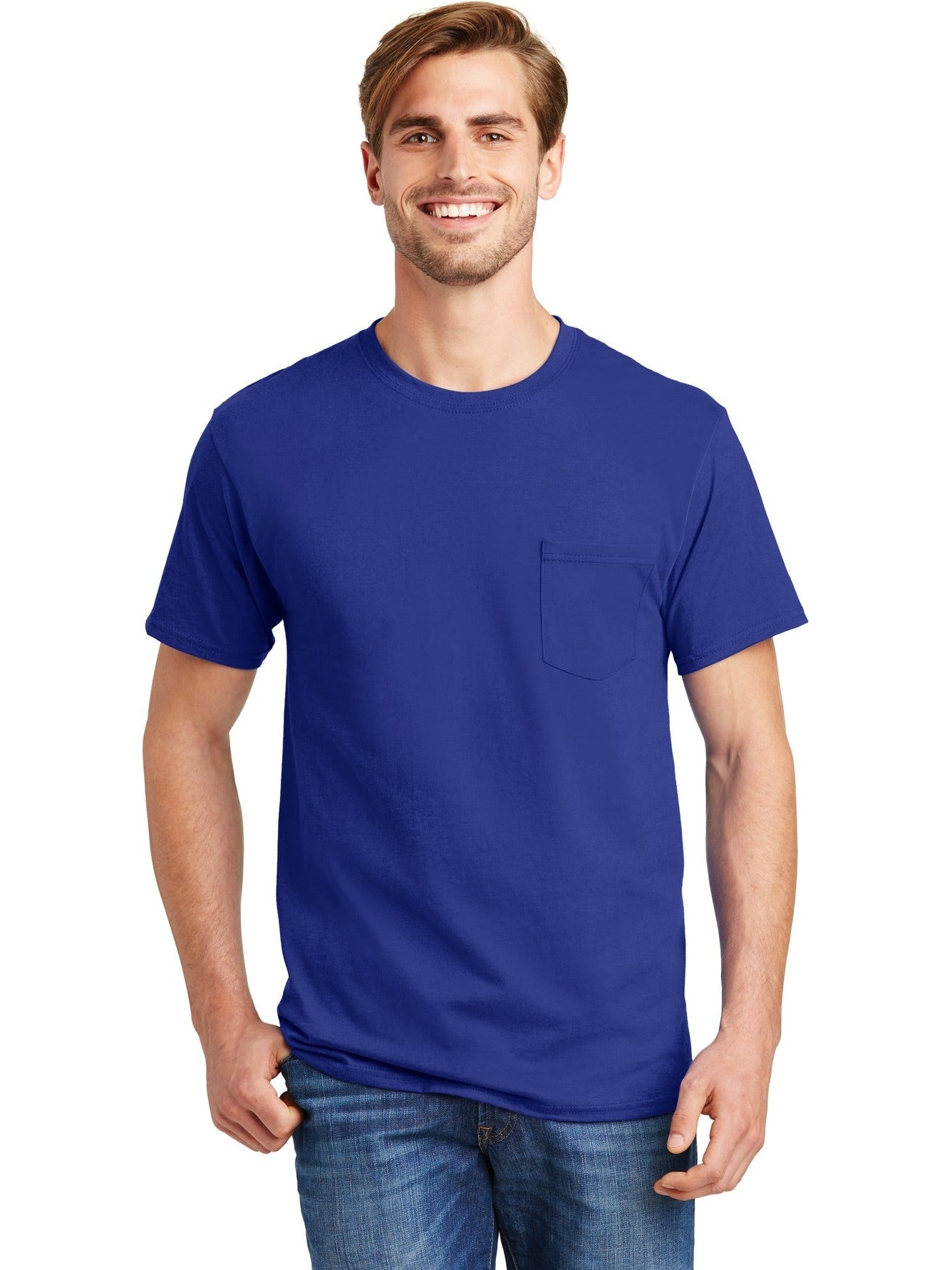 no-logo Hanes Authentic Cotton T-Shirt with Pocket-Regular-Hanes-Thread Logic
