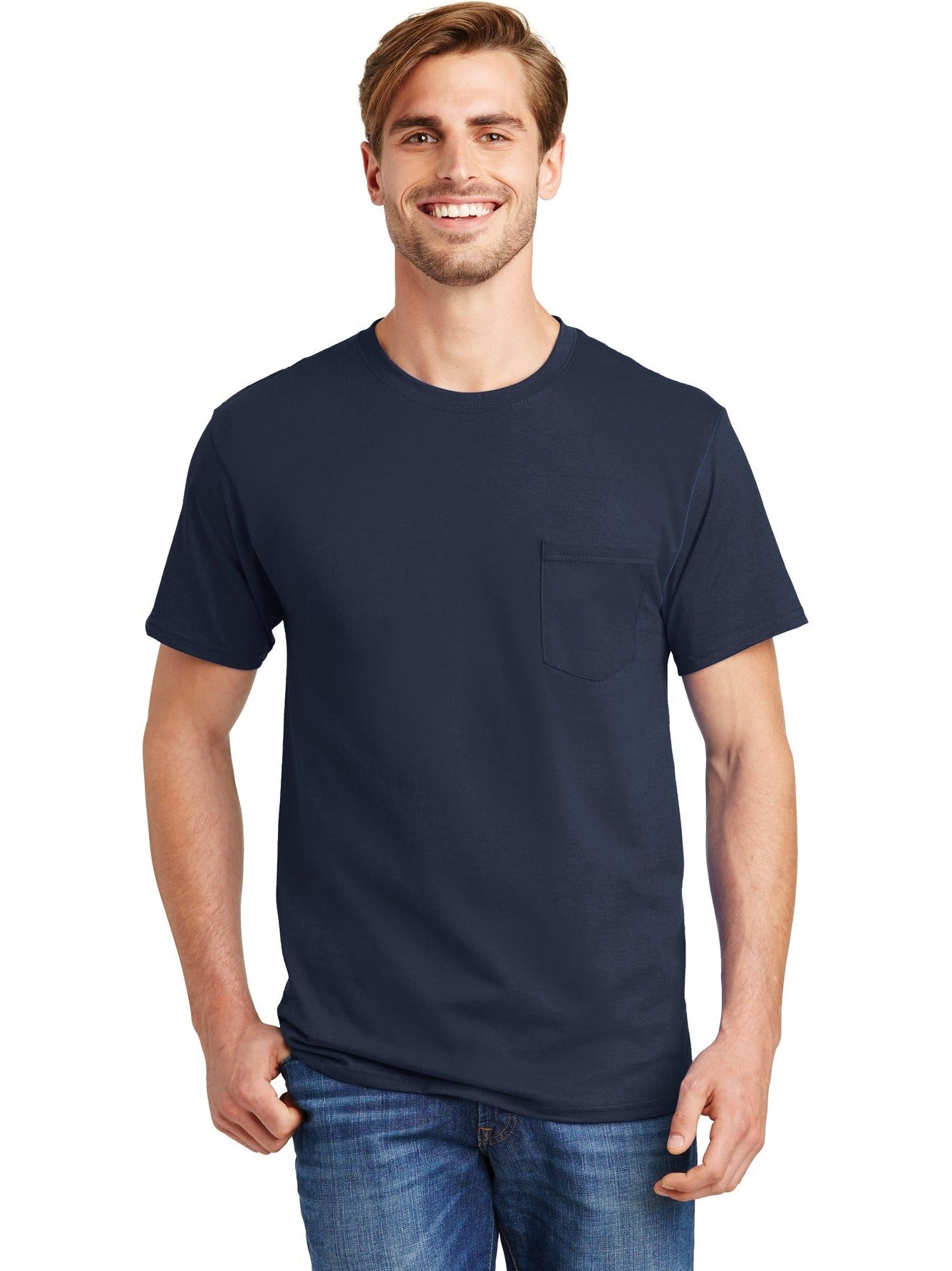 no-logo Hanes Authentic Cotton T-Shirt with Pocket-Regular-Hanes-Thread Logic