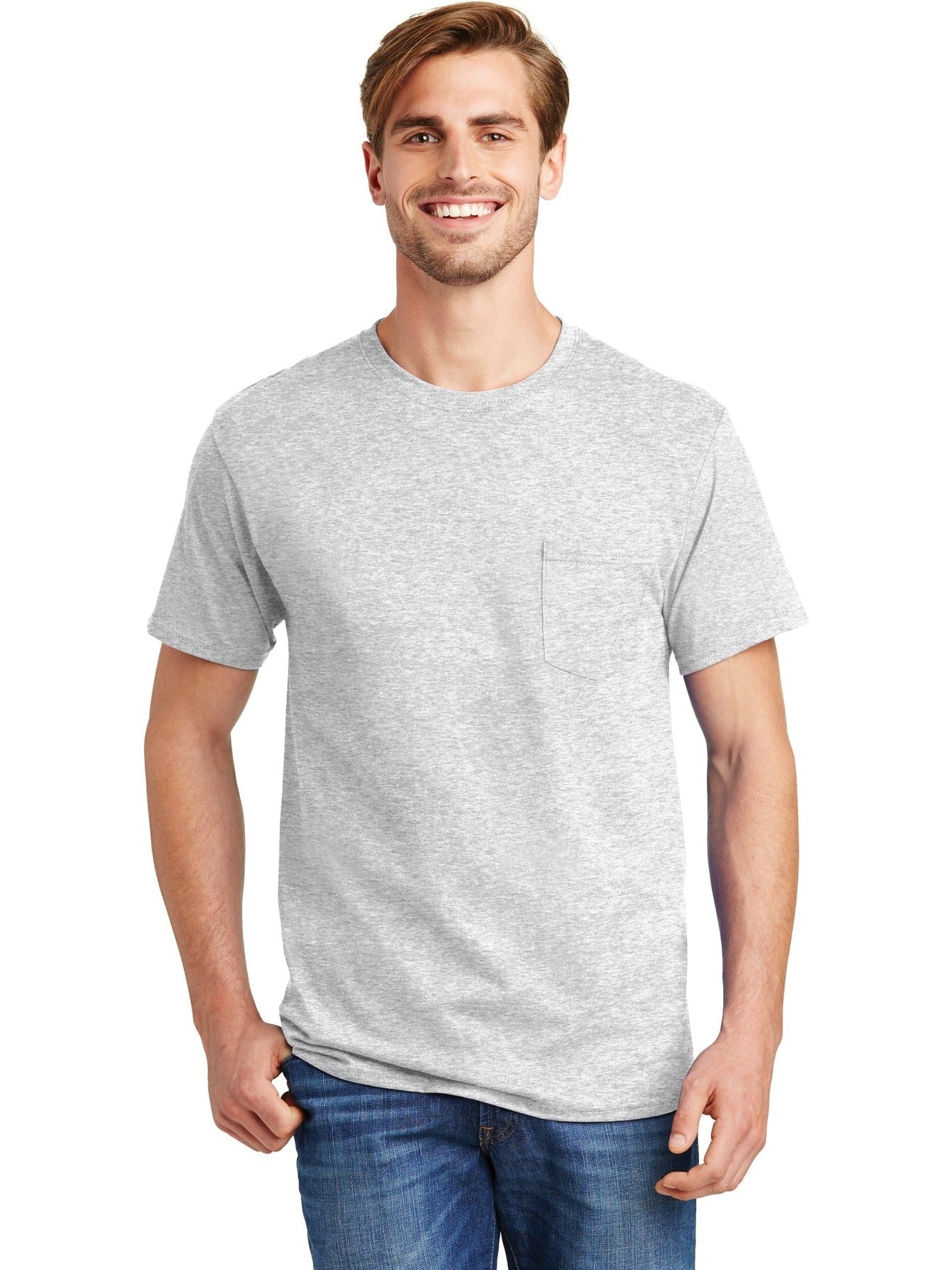 no-logo Hanes Authentic Cotton T-Shirt with Pocket-Regular-Hanes-Thread Logic
