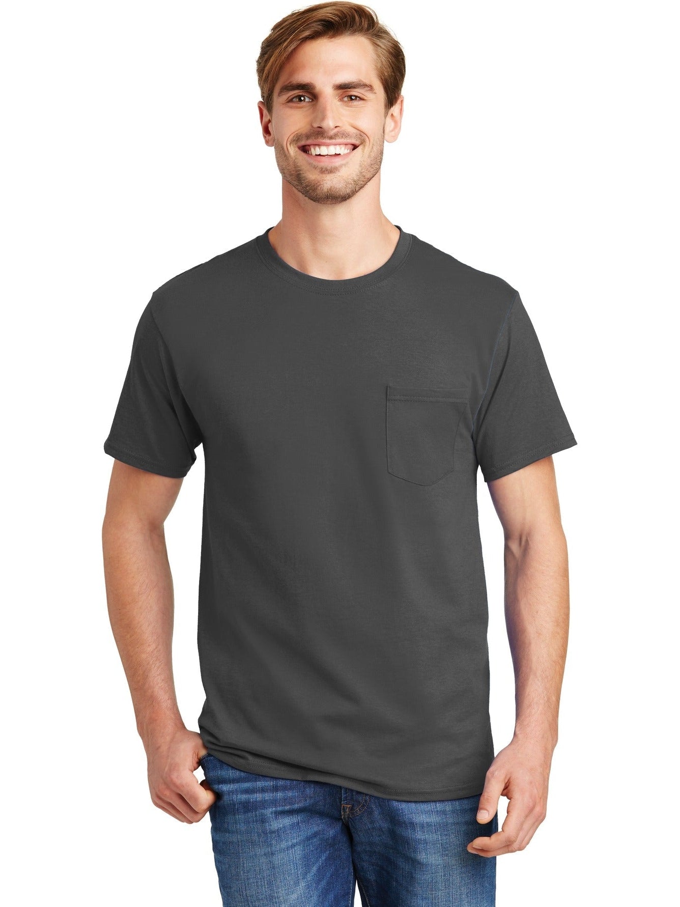 no-logo Hanes Authentic Cotton T-Shirt with Pocket-Regular-Hanes-Thread Logic