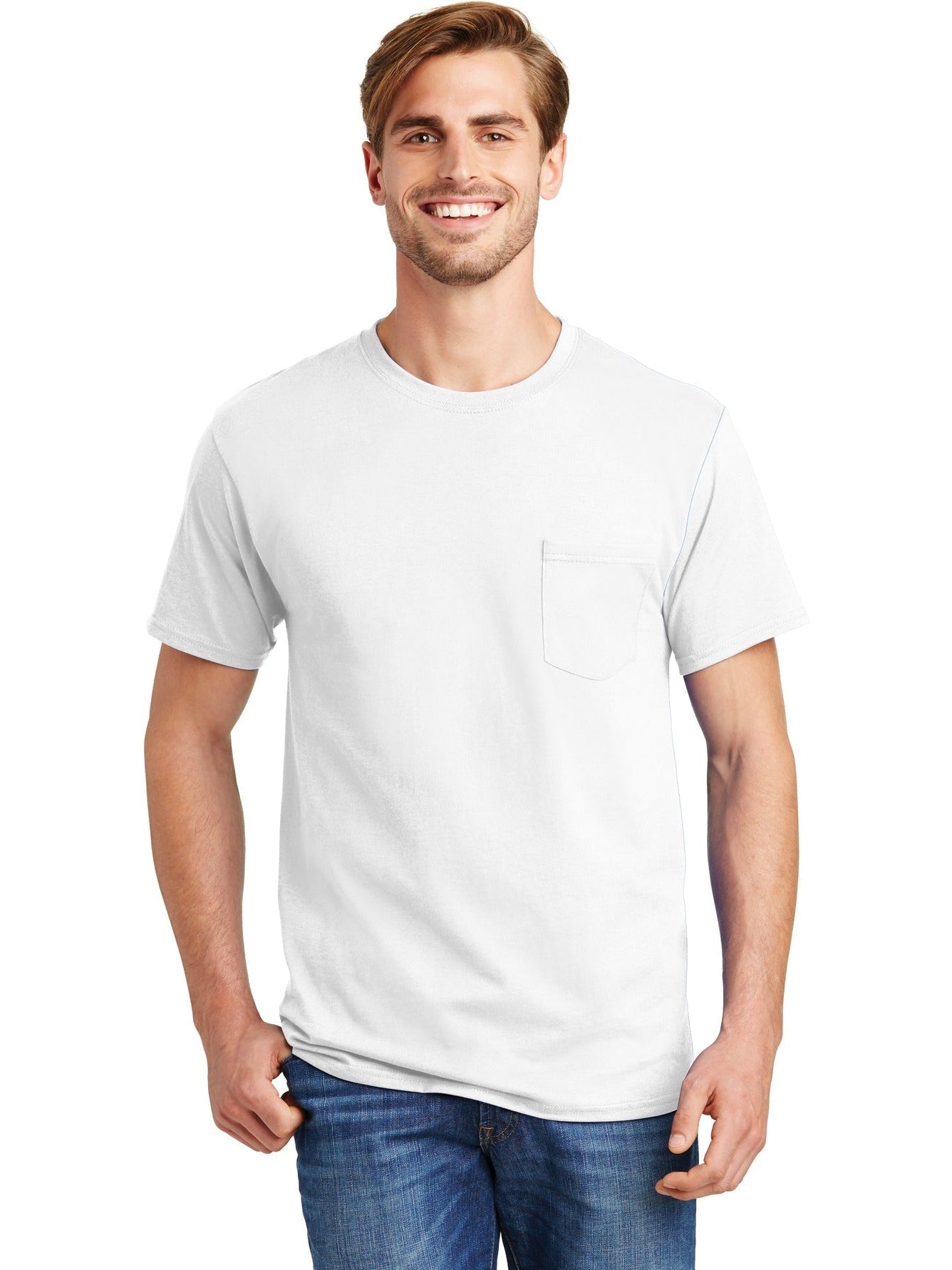 no-logo Hanes Authentic Cotton T-Shirt with Pocket-Regular-Hanes-Thread Logic
