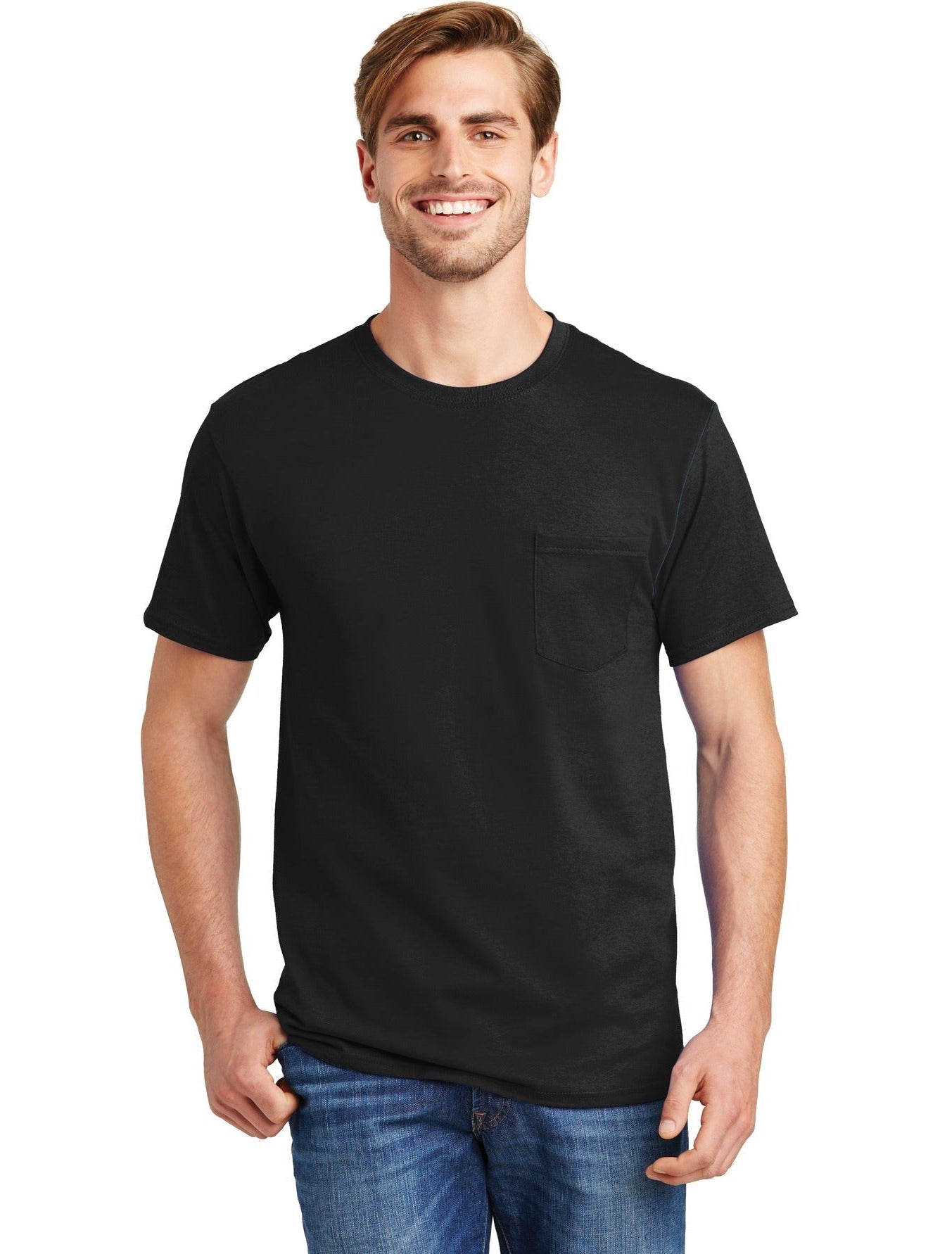no-logo Hanes Authentic Cotton T-Shirt with Pocket-Regular-Hanes-Thread Logic