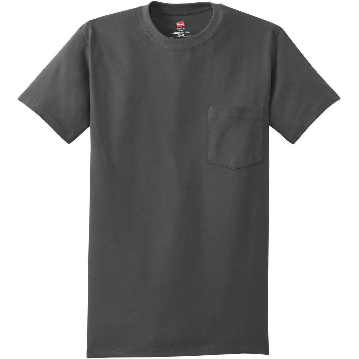 no-logo Hanes Authentic Cotton T-Shirt with Pocket-Polos-Hanes-Smoke Grey-S-Thread Logic
