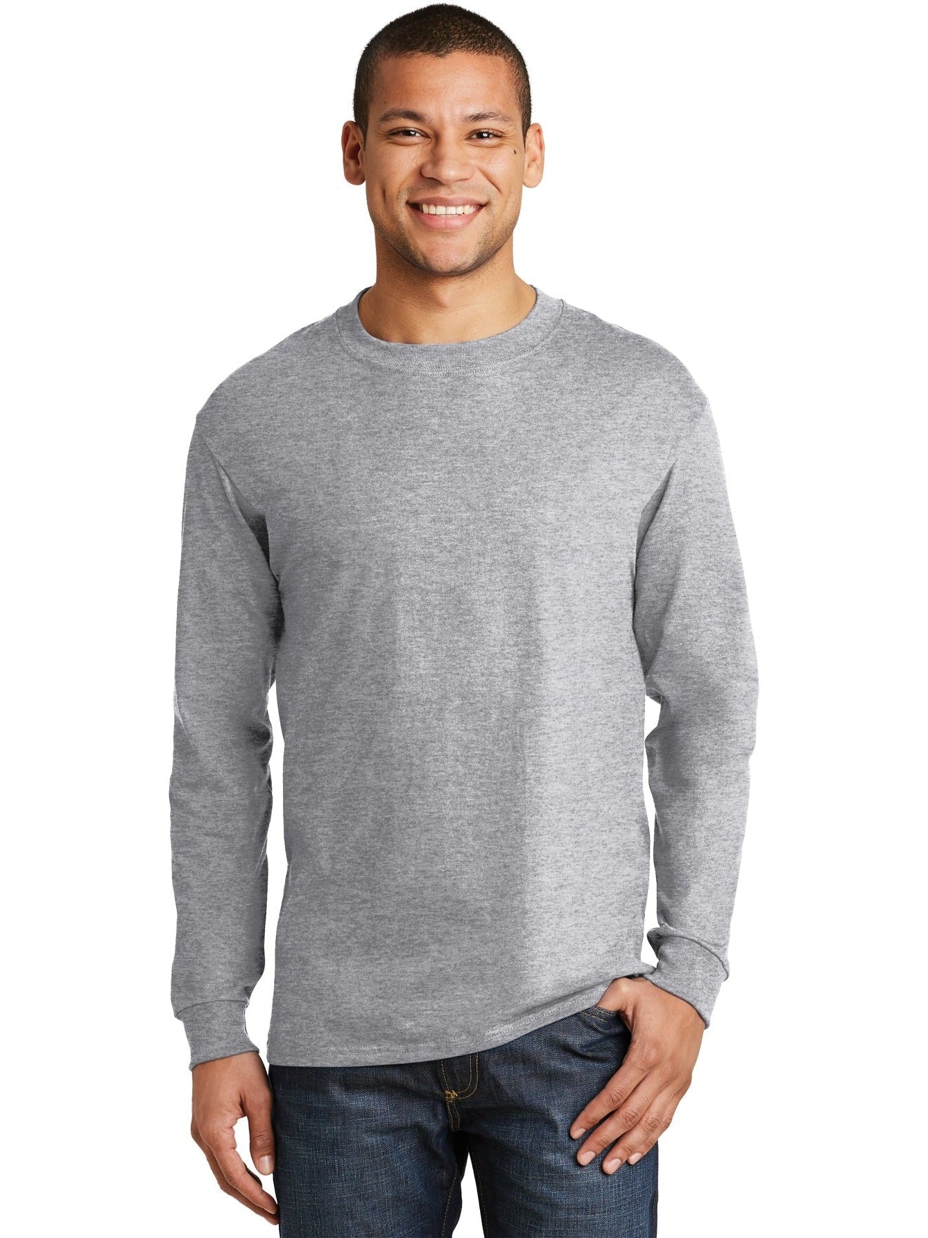 no-logo Hanes Beefy Long Sleeve Cotton T-Shirt-Regular-Hanes-Thread Logic