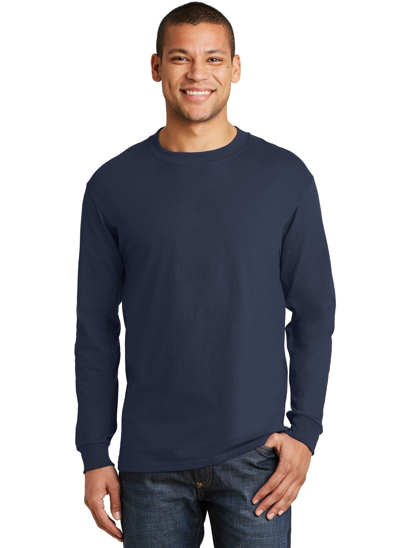 no-logo Hanes Beefy Long Sleeve Cotton T-Shirt-Regular-Hanes-Thread Logic