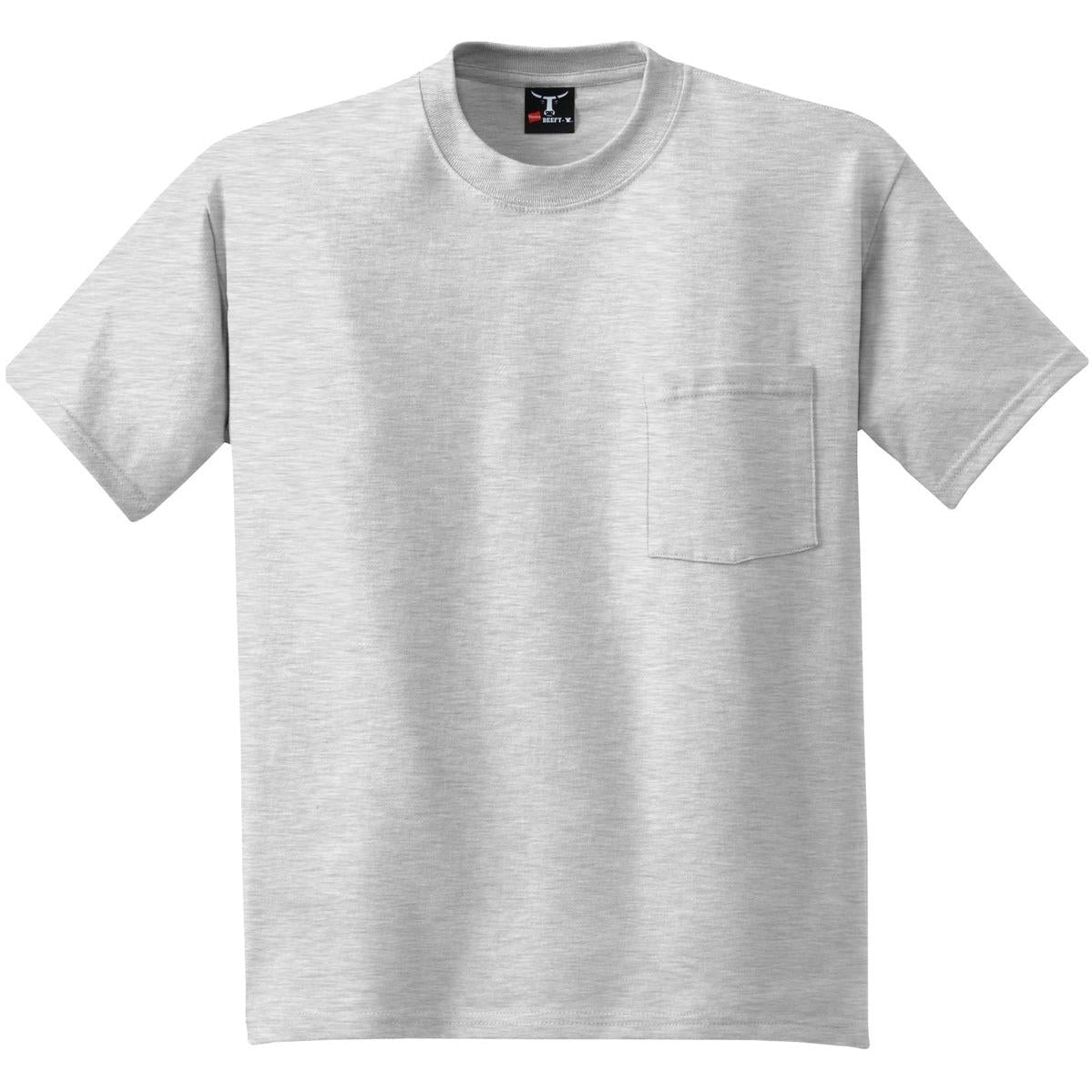 no-logo Hanes Beefy T-Shirt with Pocket-Polos-Hanes-Ash-S-Thread Logic