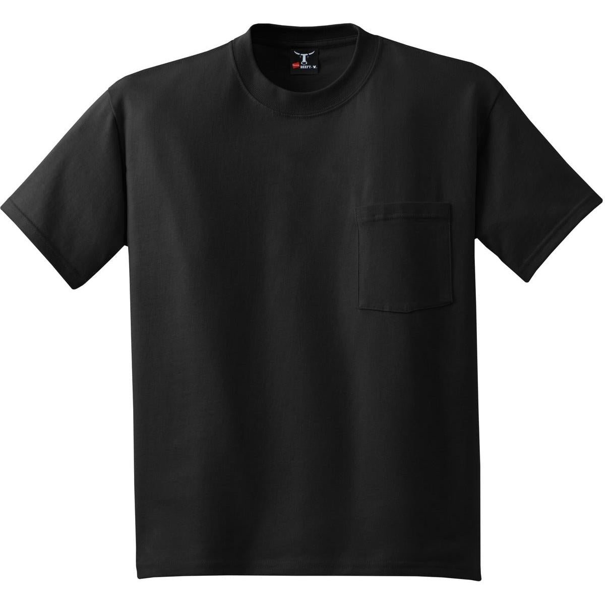 no-logo Hanes Beefy T-Shirt with Pocket-Polos-Hanes-Black-S-Thread Logic