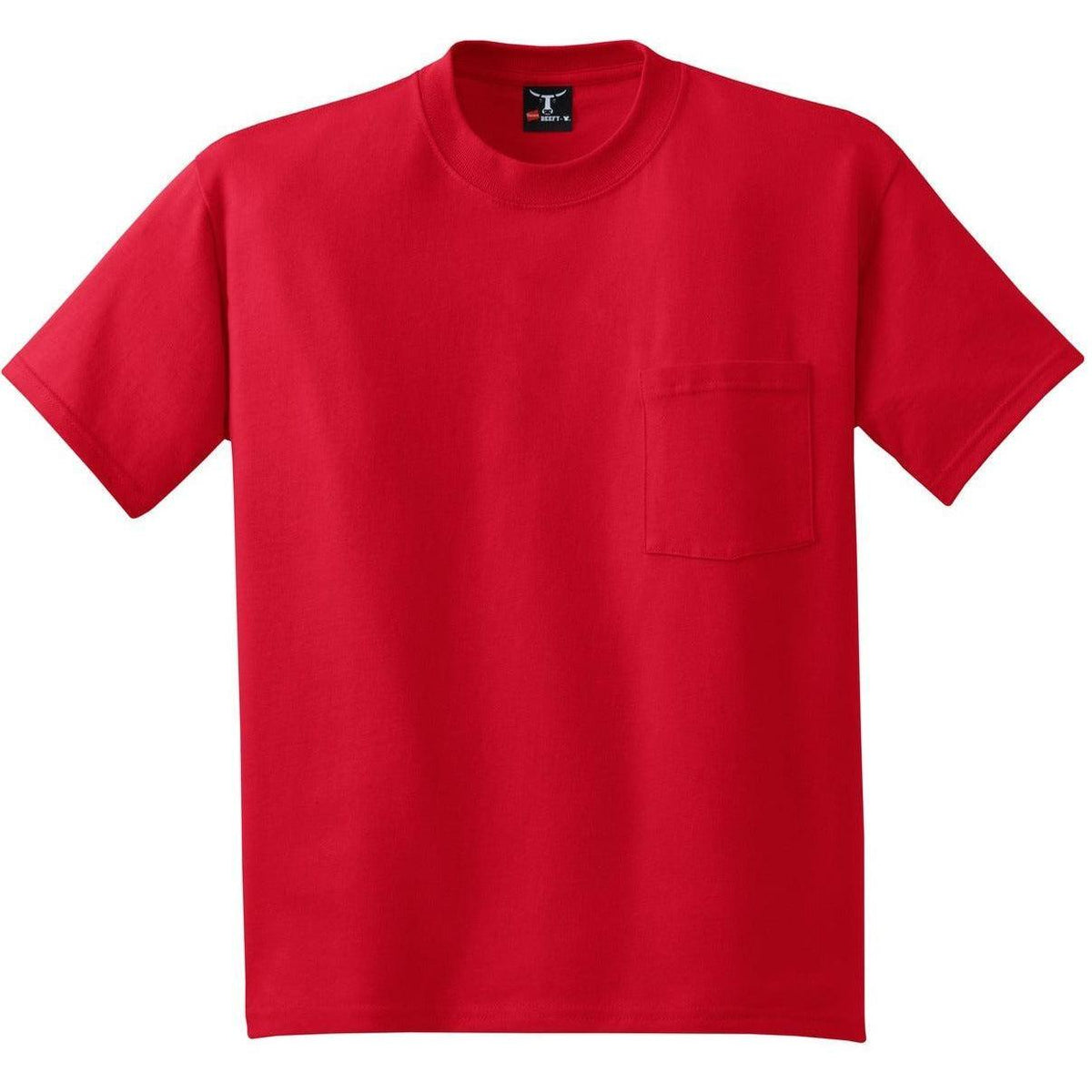 no-logo Hanes Beefy T-Shirt with Pocket-Polos-Hanes-Deep Red-S-Thread Logic