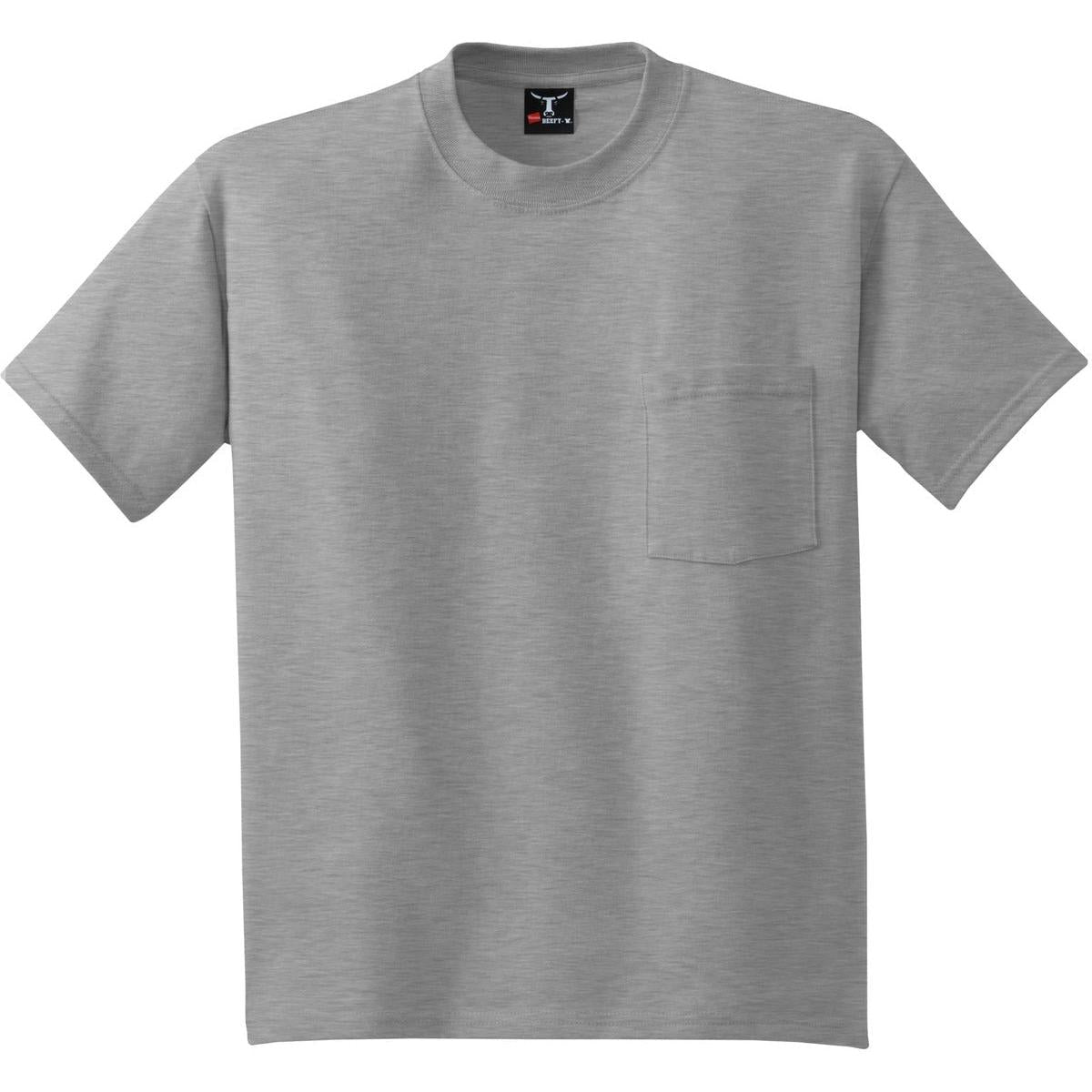 no-logo Hanes Beefy T-Shirt with Pocket-Polos-Hanes-Light Steel-S-Thread Logic
