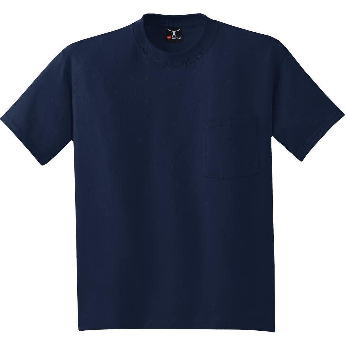 no-logo Hanes Beefy T-Shirt with Pocket-Polos-Hanes-Navy-S-Thread Logic