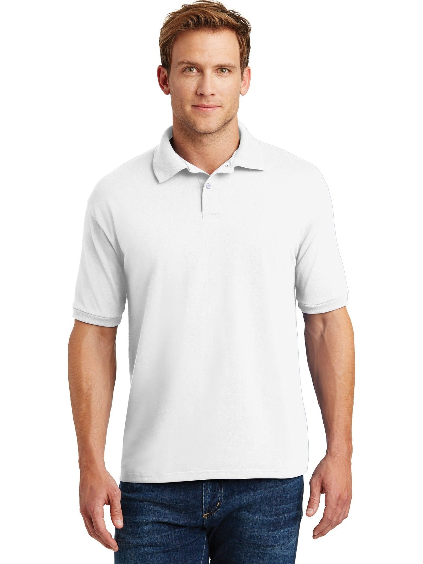 no-logo Hanes EcoSmart 5.2-Ounce Jersey Knit Sport Shirt-Regular-Hanes-Thread Logic