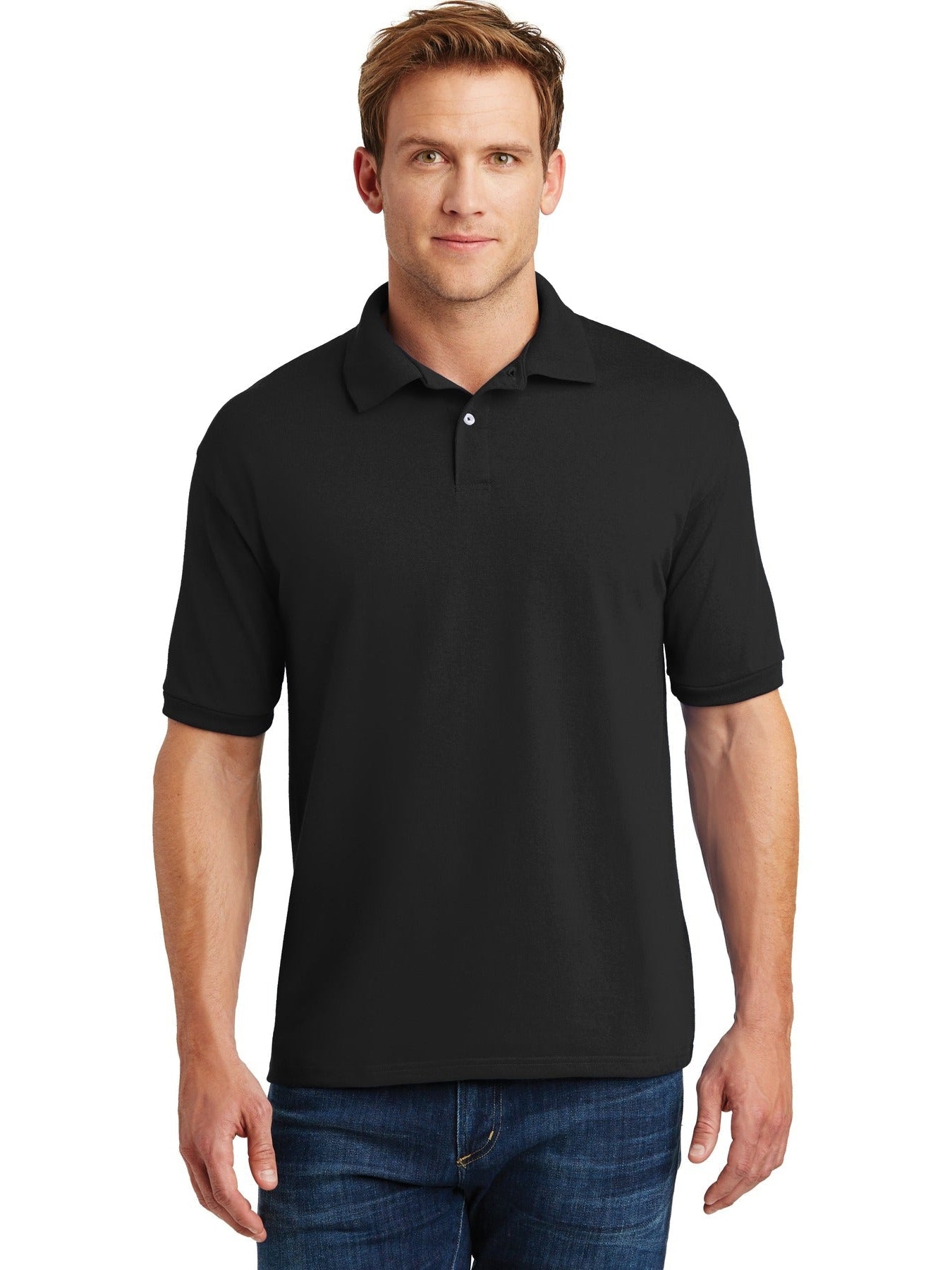 no-logo Hanes EcoSmart 5.2-Ounce Jersey Knit Sport Shirt-Regular-Hanes-Thread Logic