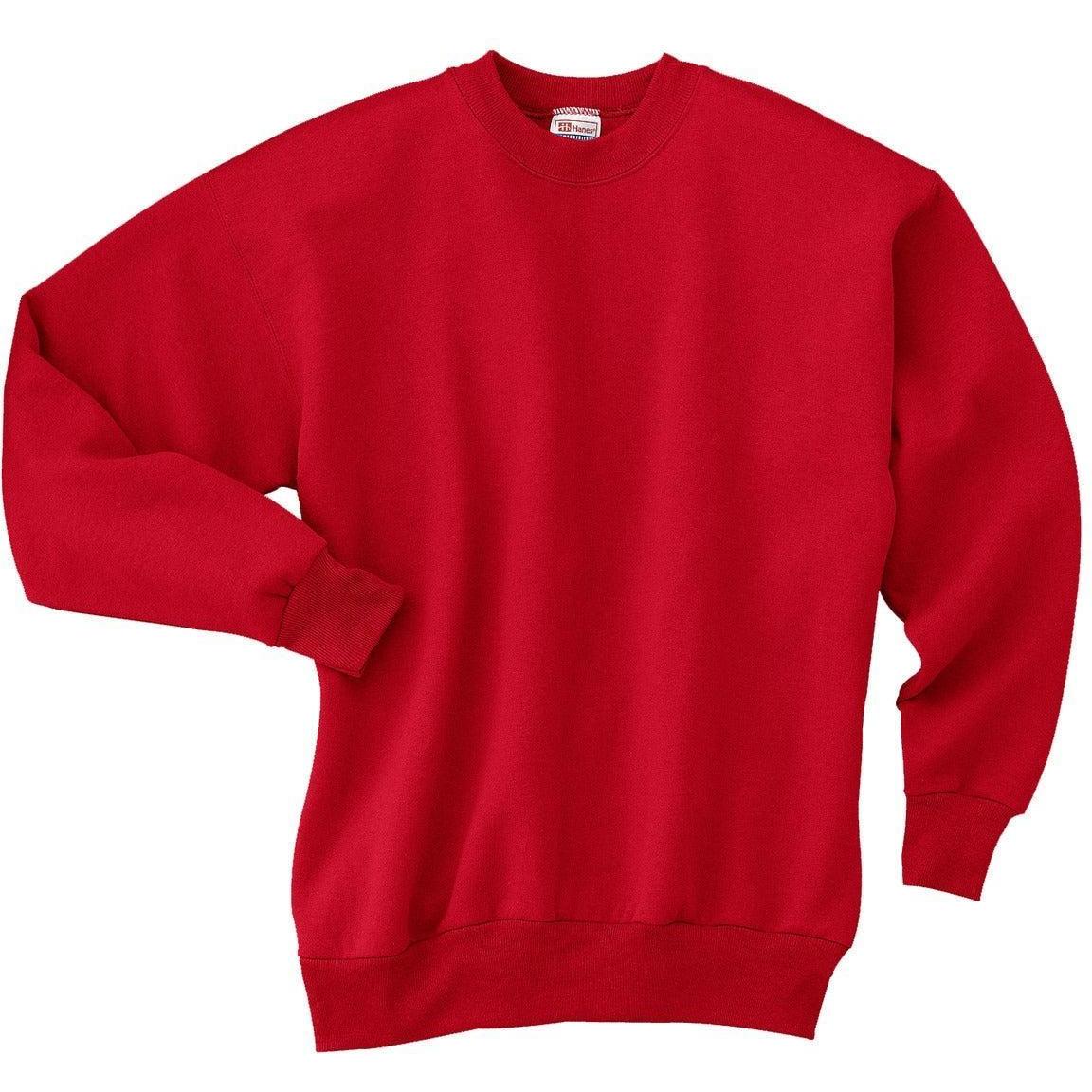no-logo Hanes EcoSmart Crewneck Sweatshirt-Crewnecks-Hanes-Deep Red-S-Thread Logic