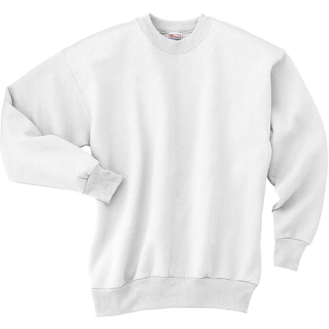 no-logo Hanes EcoSmart Crewneck Sweatshirt-Crewnecks-Hanes-White-S-Thread Logic