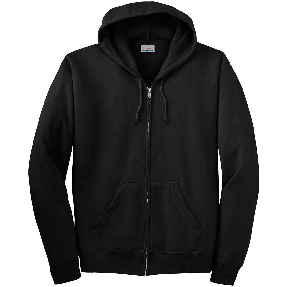 no-logo Hanes EcoSmart Full-Zip Hooded Sweatshirt-Full Zips-Hanes-Black-S-Thread Logic