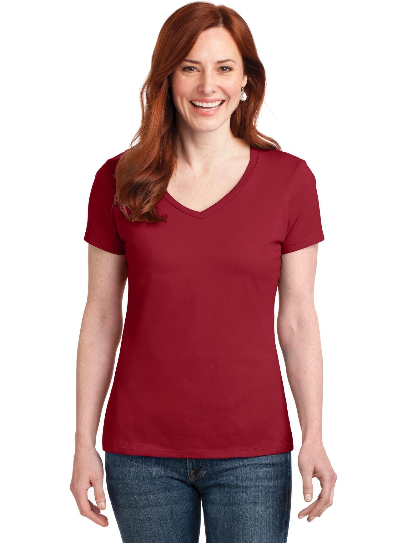 no-logo Hanes Ladies Nano-T Cotton V-Neck T-Shirt-Regular-Hanes-Thread Logic