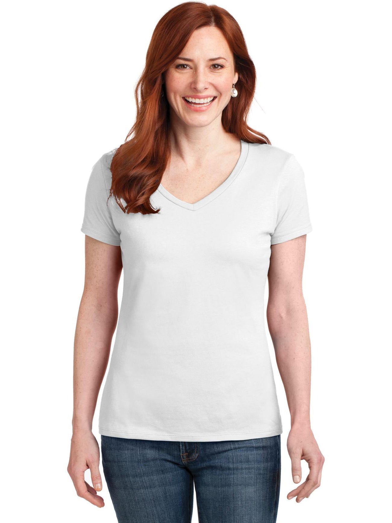 no-logo Hanes Ladies Nano-T Cotton V-Neck T-Shirt-Regular-Hanes-Thread Logic