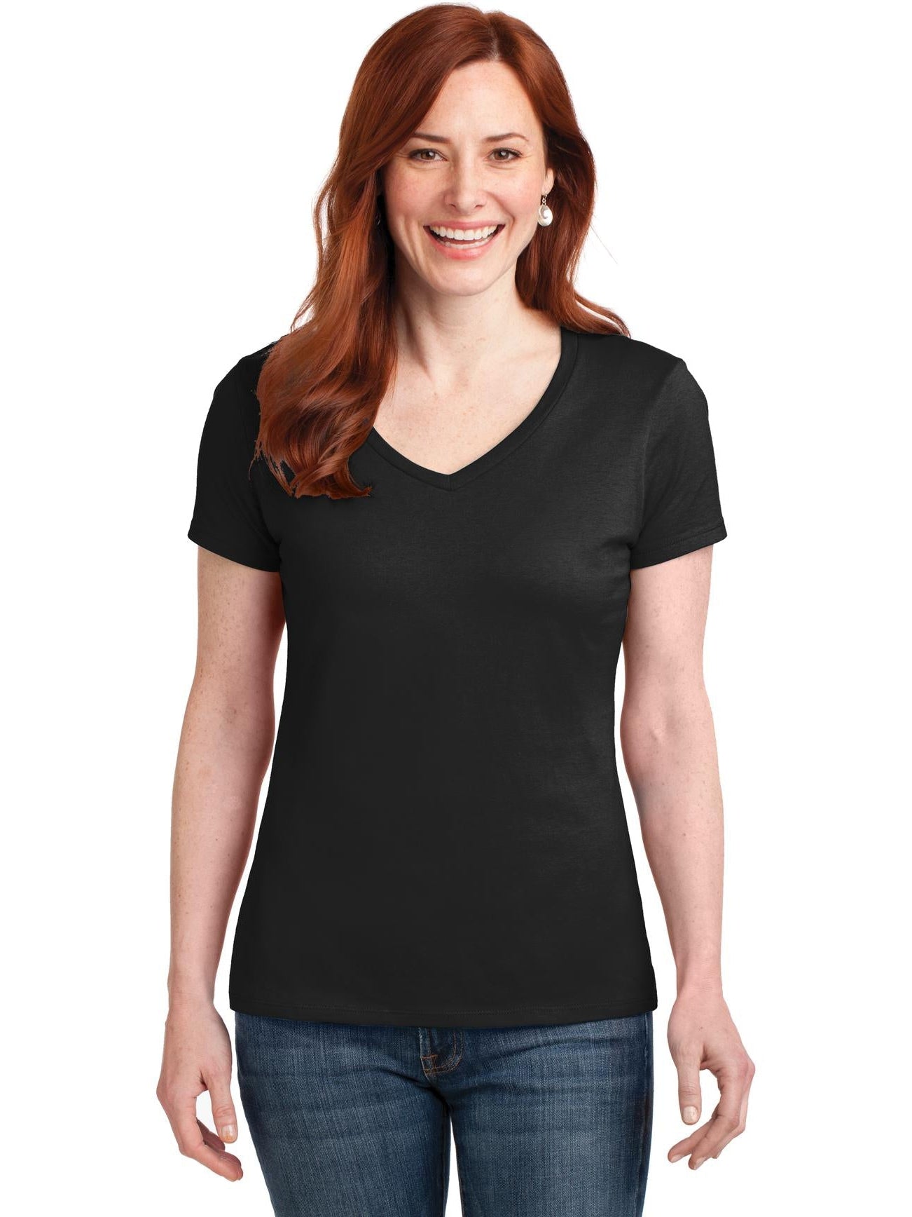 no-logo Hanes Ladies Nano-T Cotton V-Neck T-Shirt-Regular-Hanes-Thread Logic