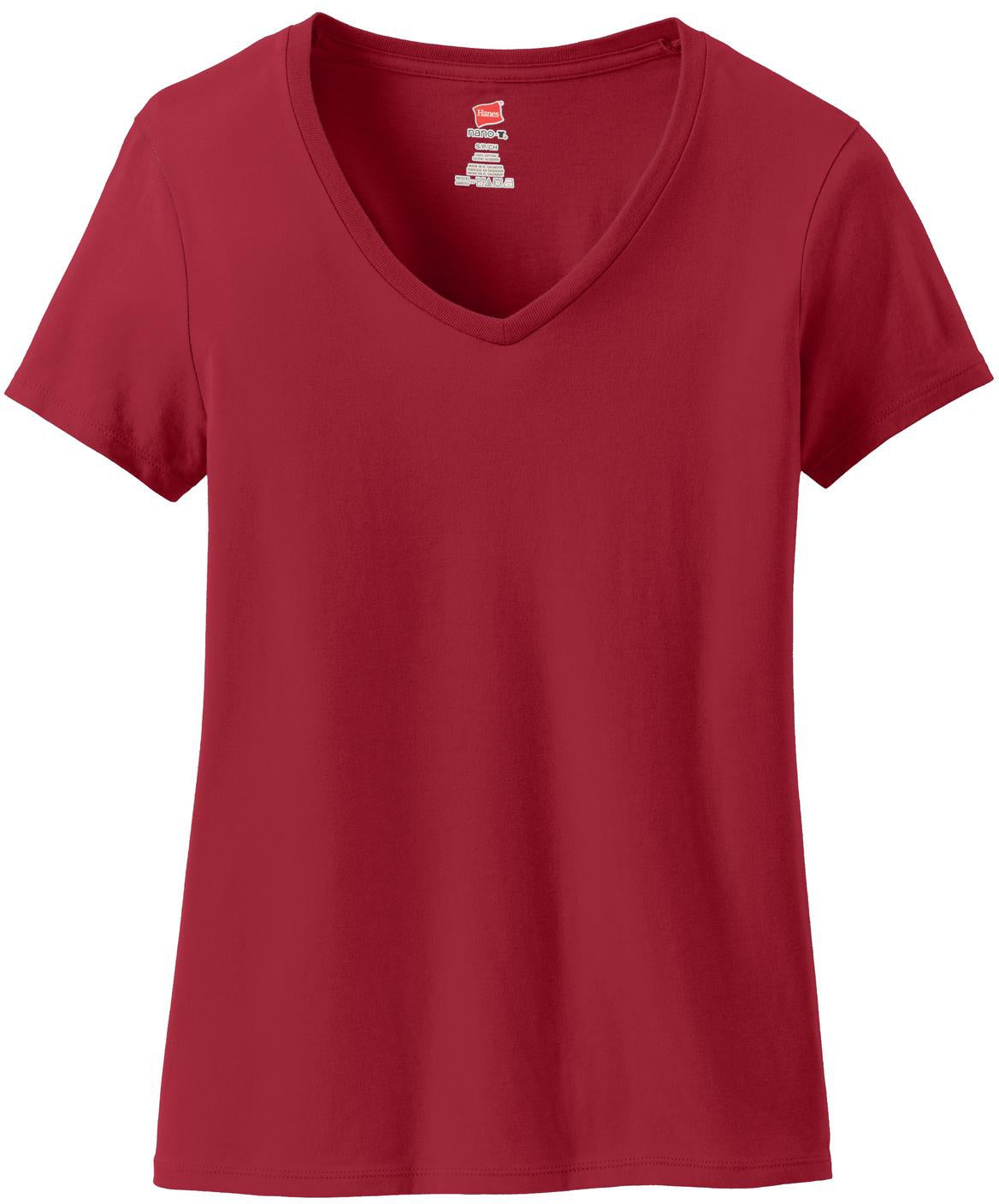 Hanes Ladies Nano-T Cotton V-Neck T-Shirt