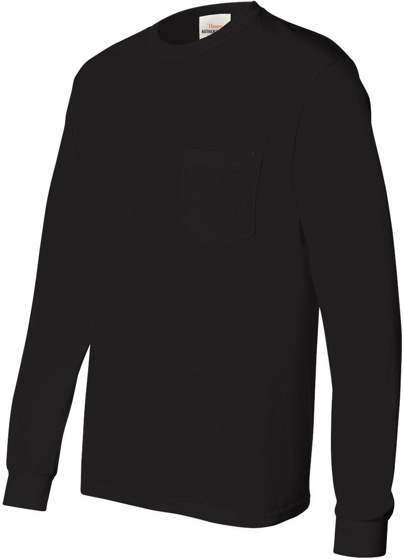 no-logo Hanes Men's Authentic Long-Sleeve Pocket T-Shirt-Men's T Shirts-Hanes-Thread Logic