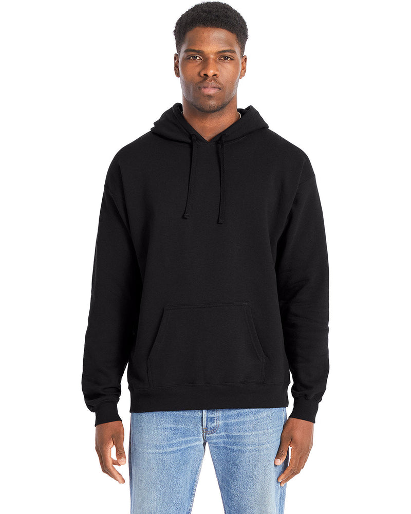  Hanes Perfect Sweats Pullover Hooded Sweatshirt-Men's Layering-Hanes-Black-S-Thread Logic